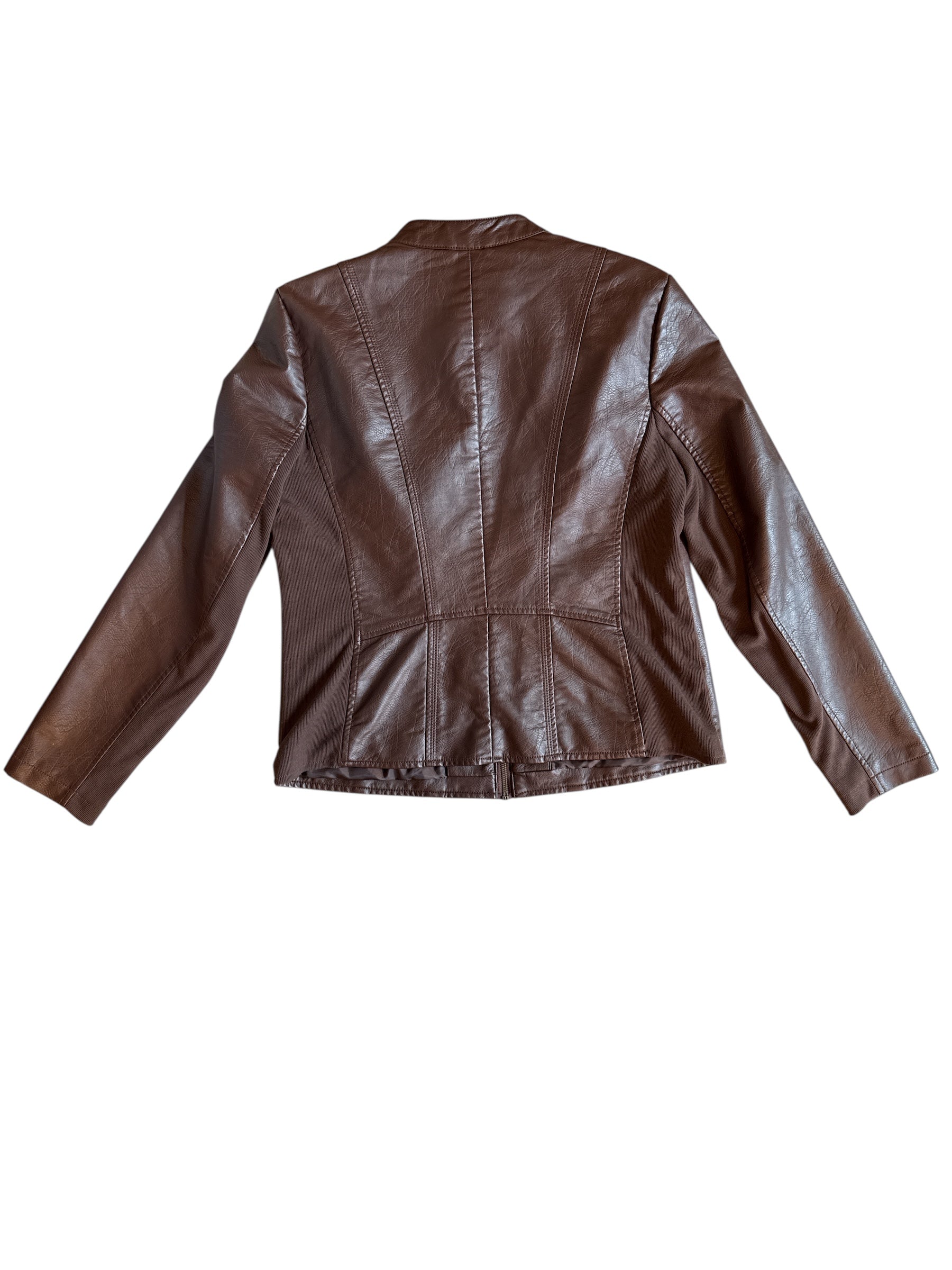 brown Bass faux leather jacket, L