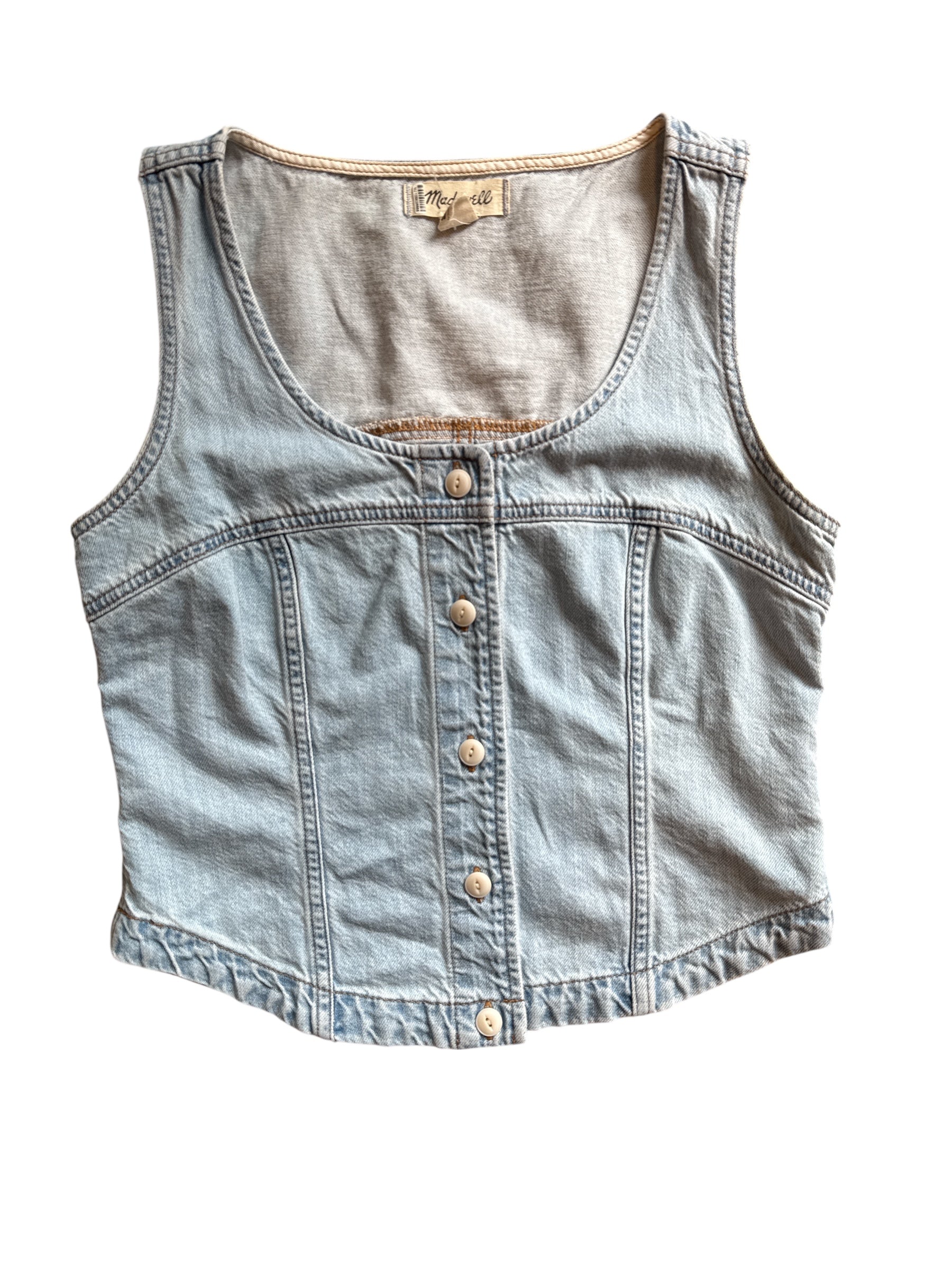 light wash Madewell denim vest, small