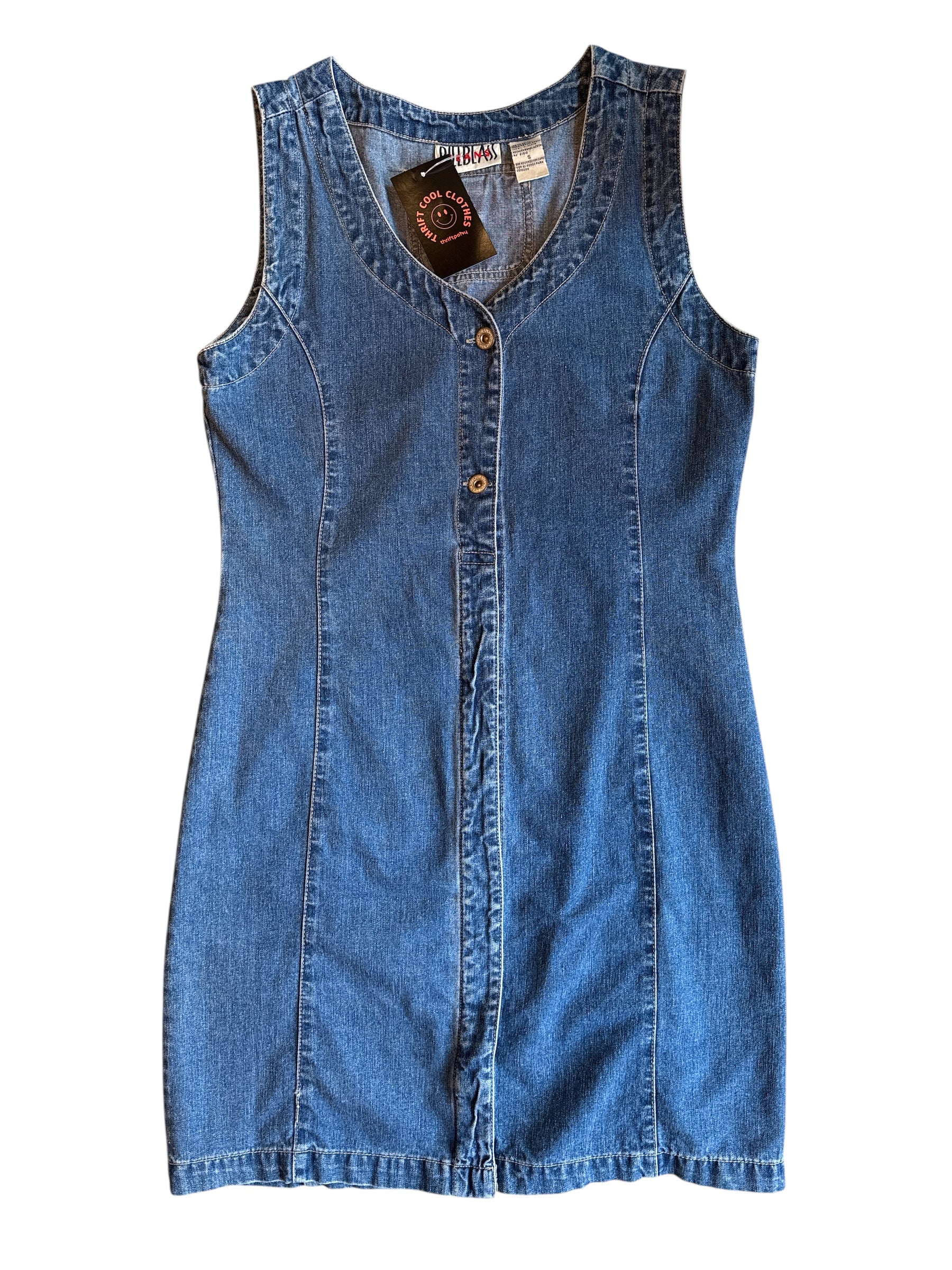 `blue billblass denim button dress, s