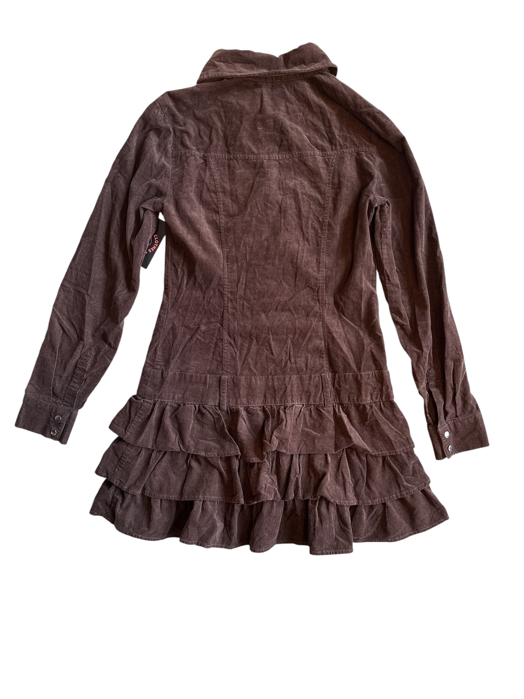 Brown Motivi Cord button down ruffle trim dresd, 6