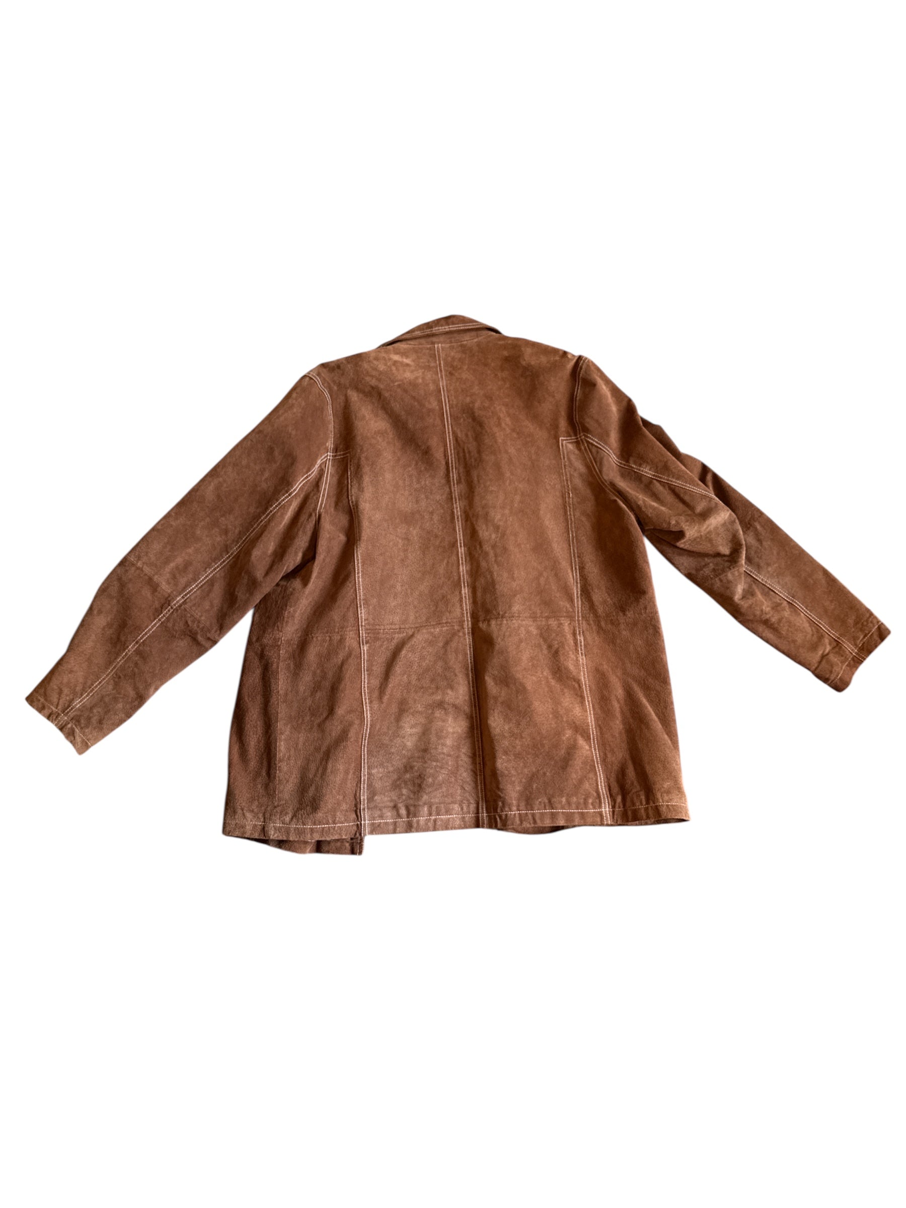 tan wilsons leather leather white stitched jacket, XL