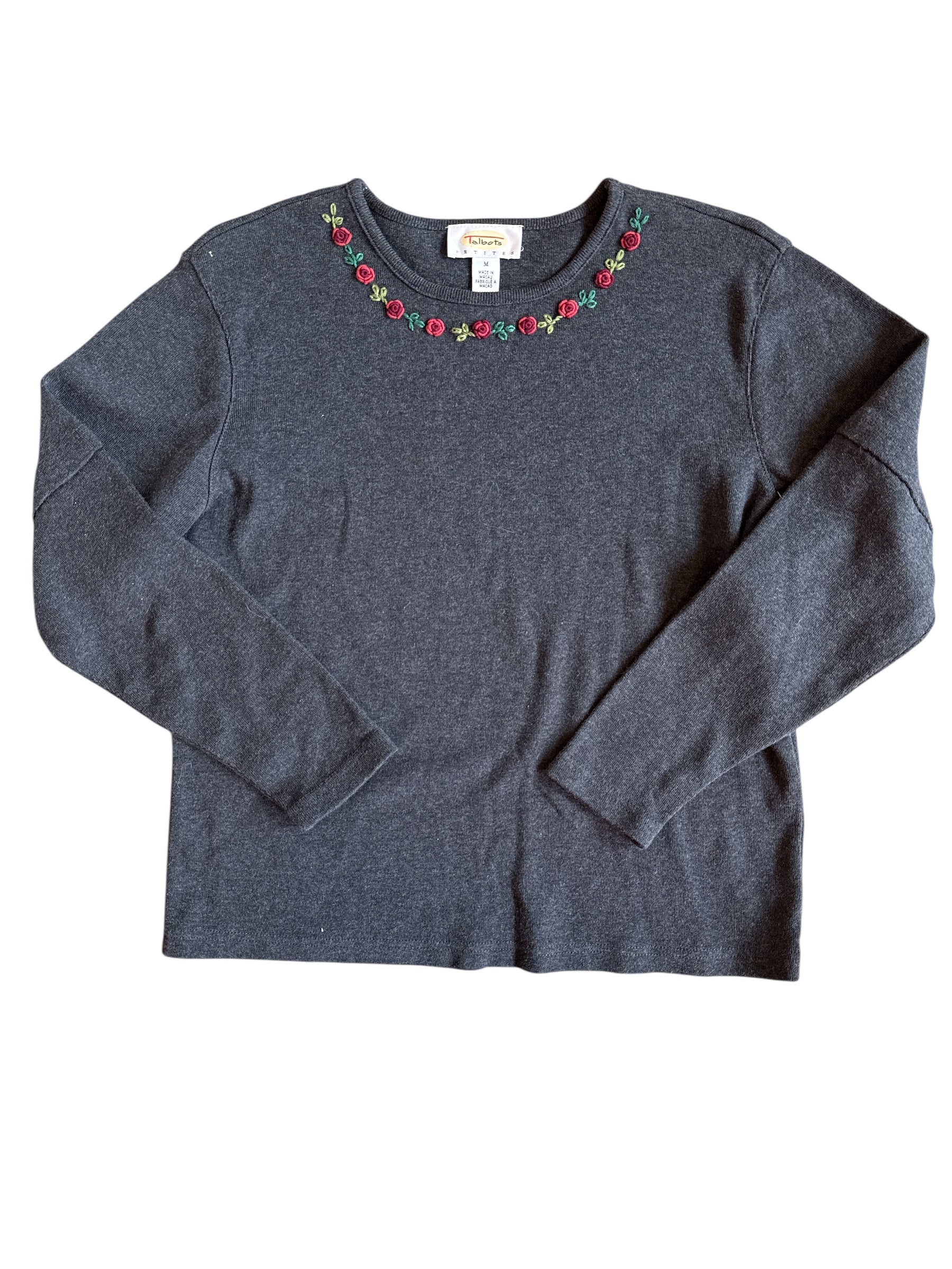 gray talbots ls w roses collar, m