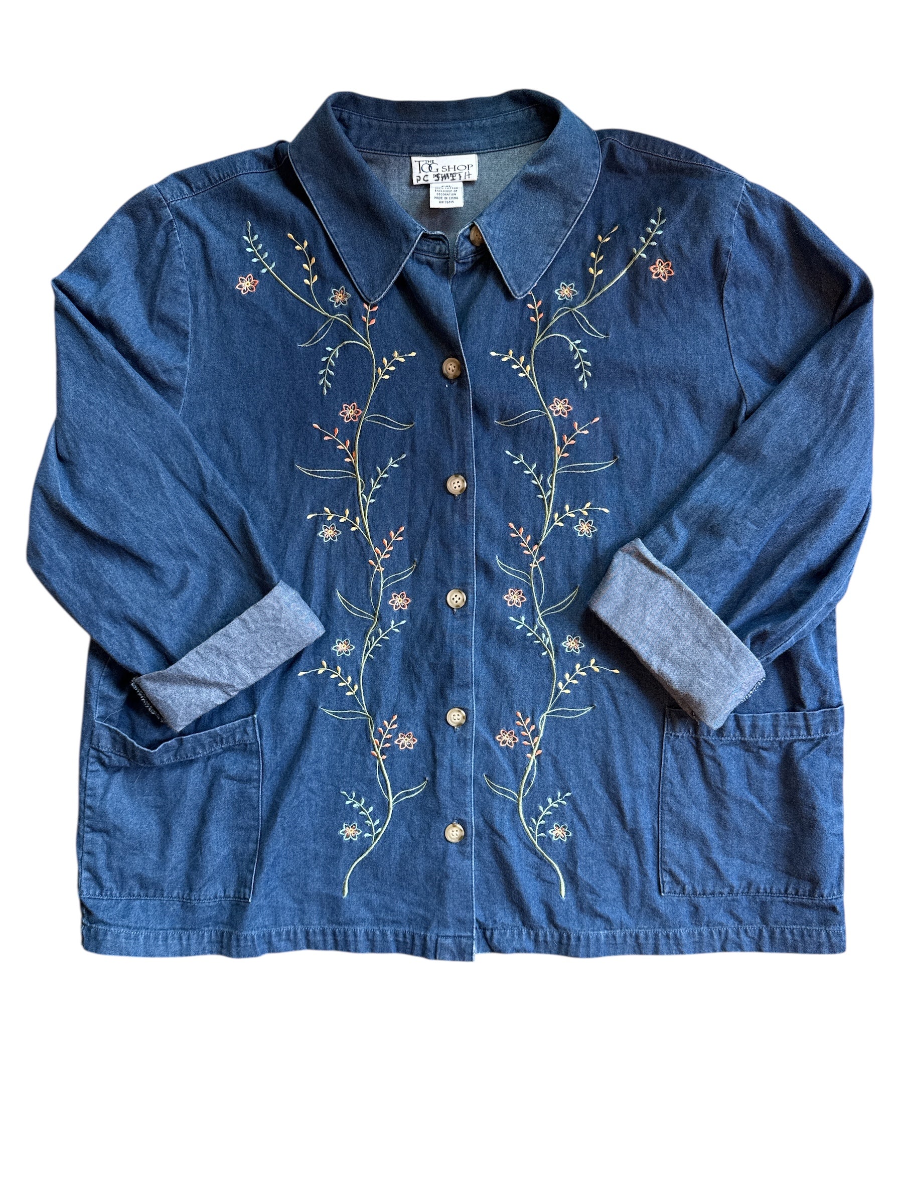 Blue the tog shop Floral embroidered top, XL