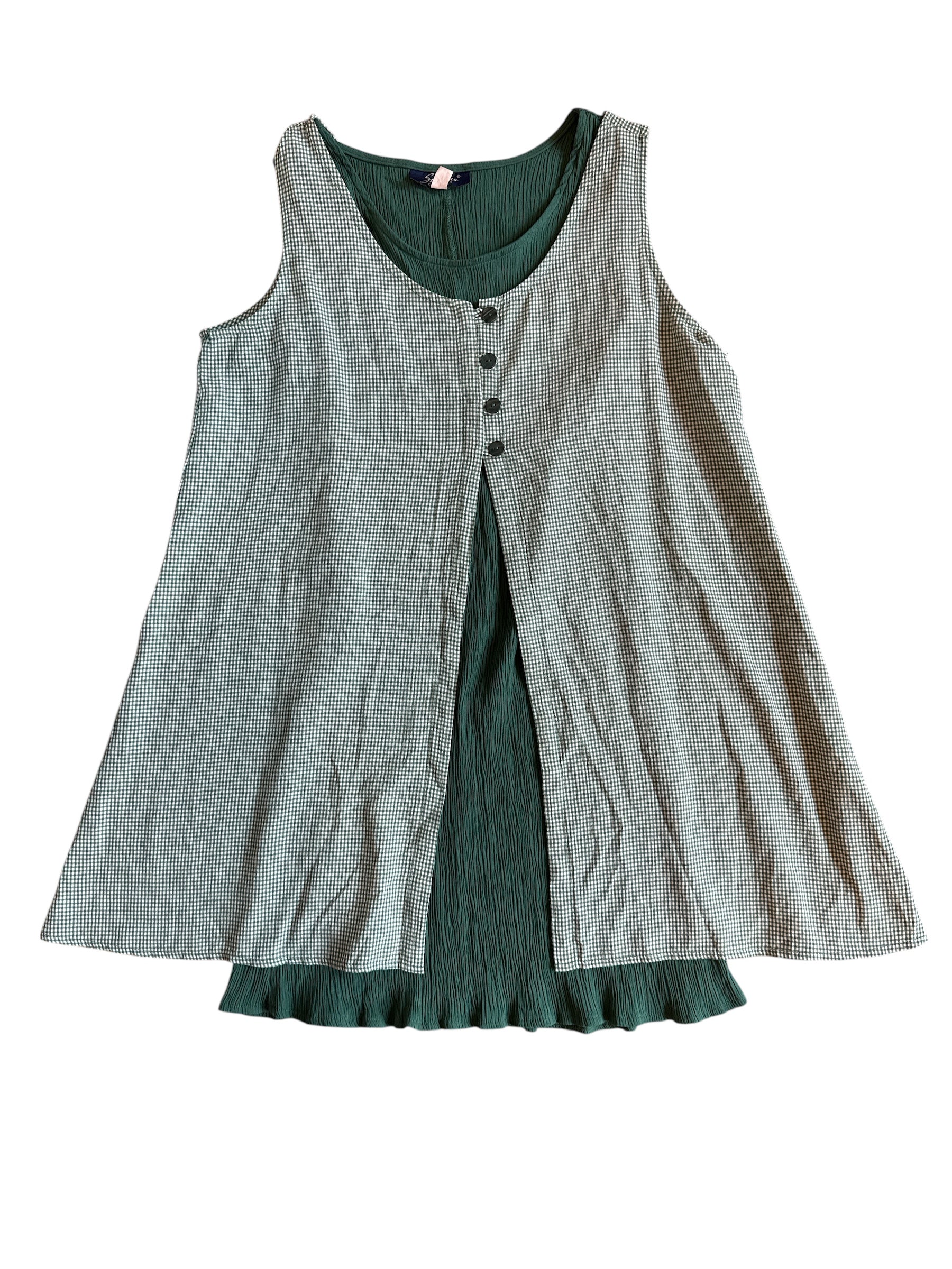 green simclan layered gingham dress, m
