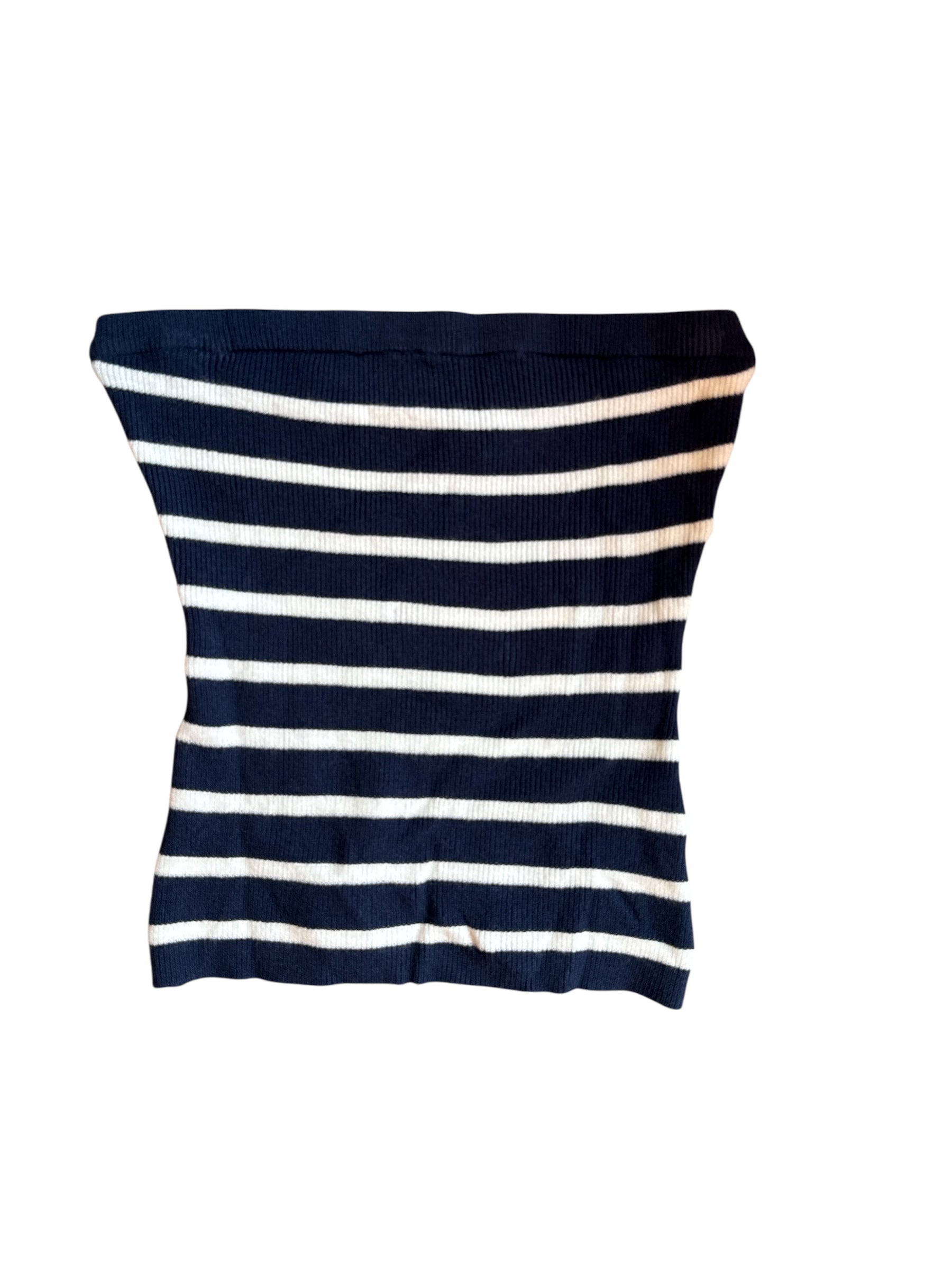 blue and white Deluc sleeveless stripped top, s