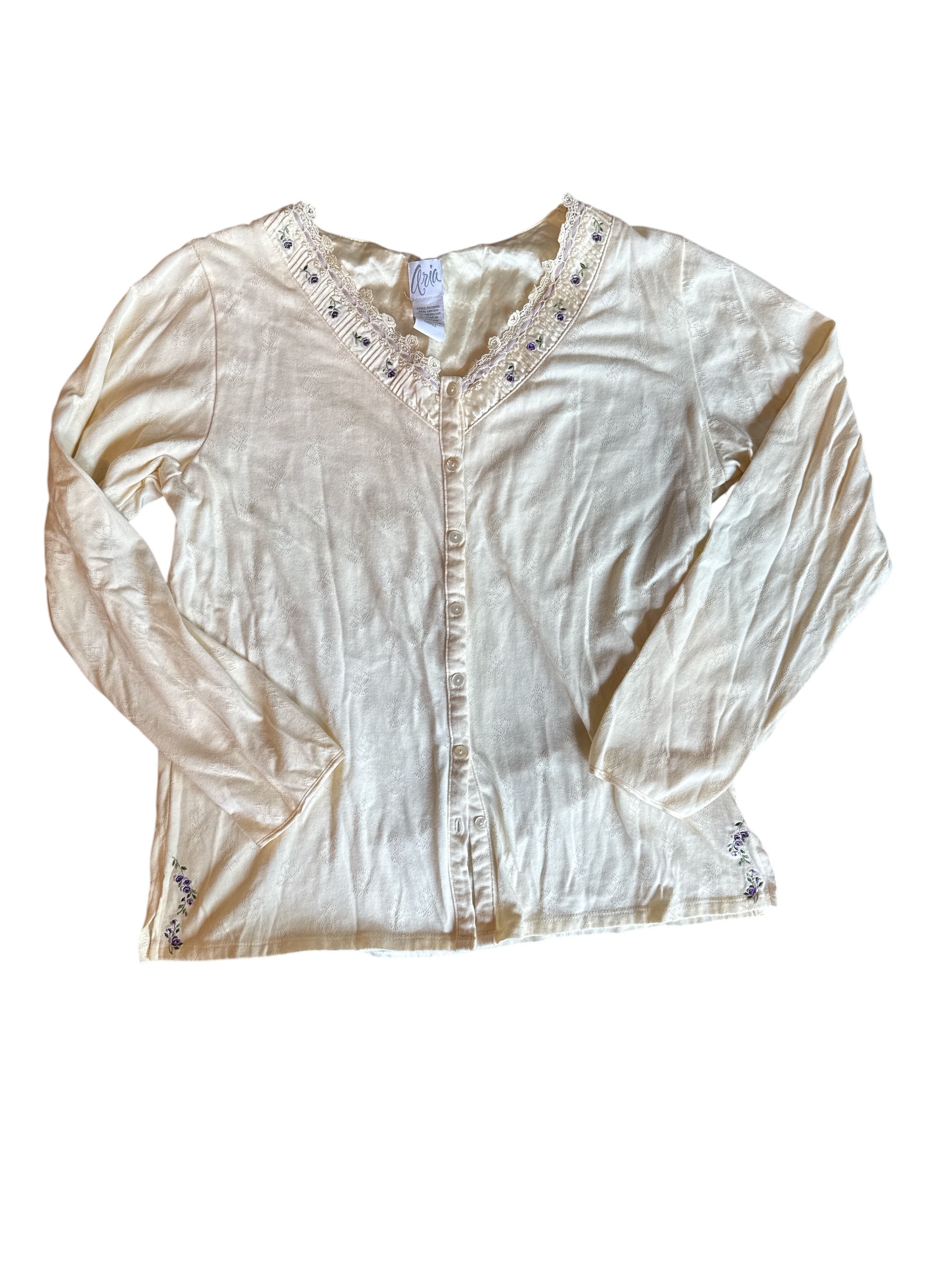 Yellownpurple Aria Floral embroider button up, S