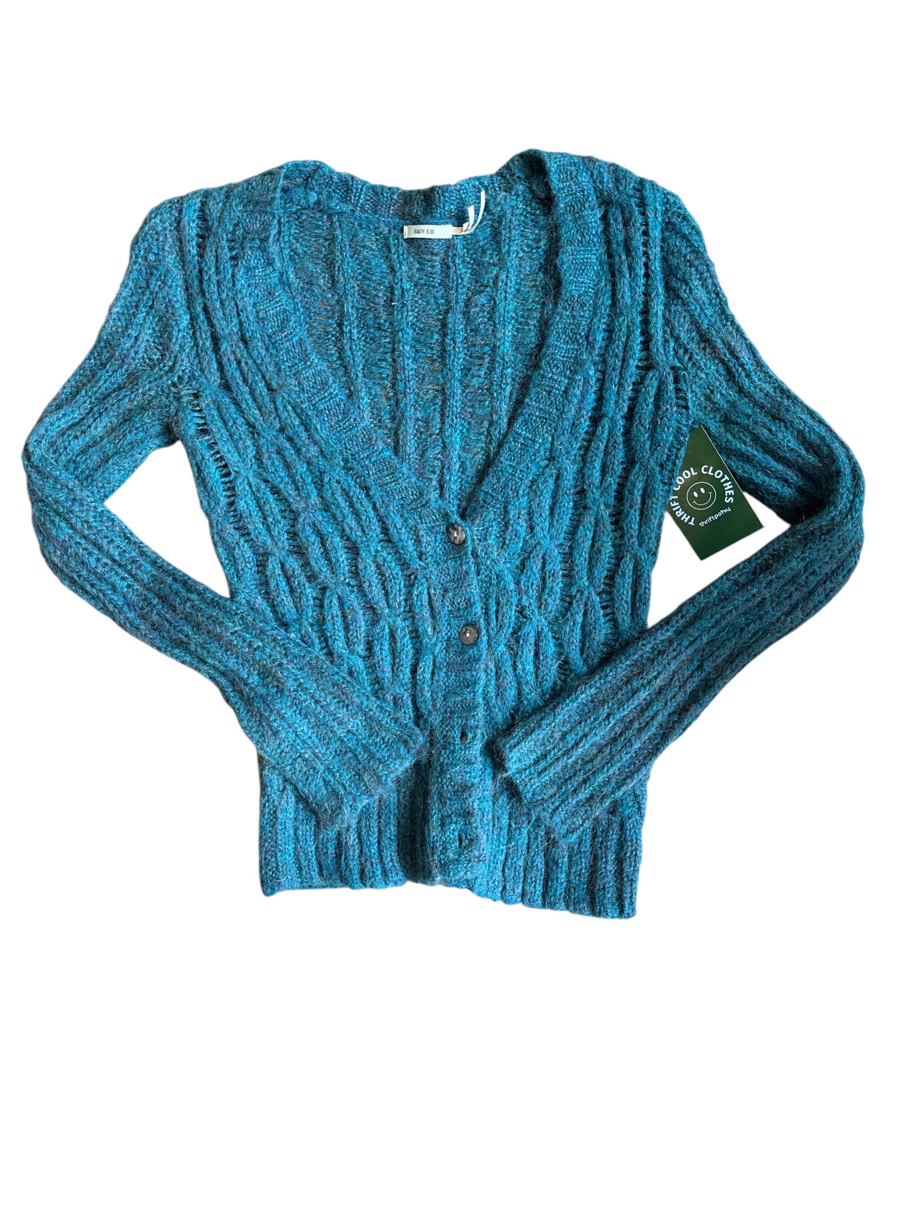 teal kimchi blue knit button down cardigan, xs
