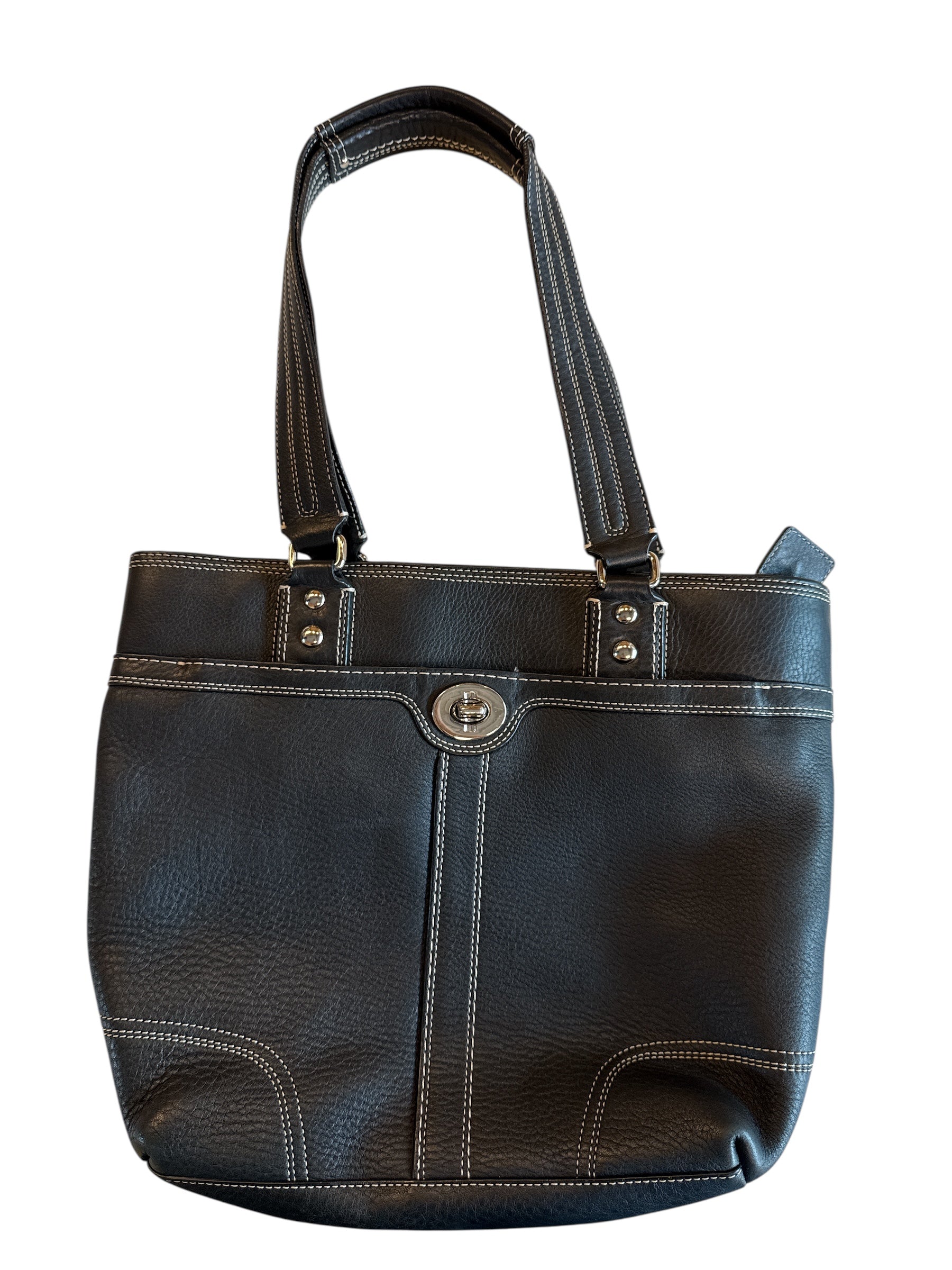 black coach leather handbag