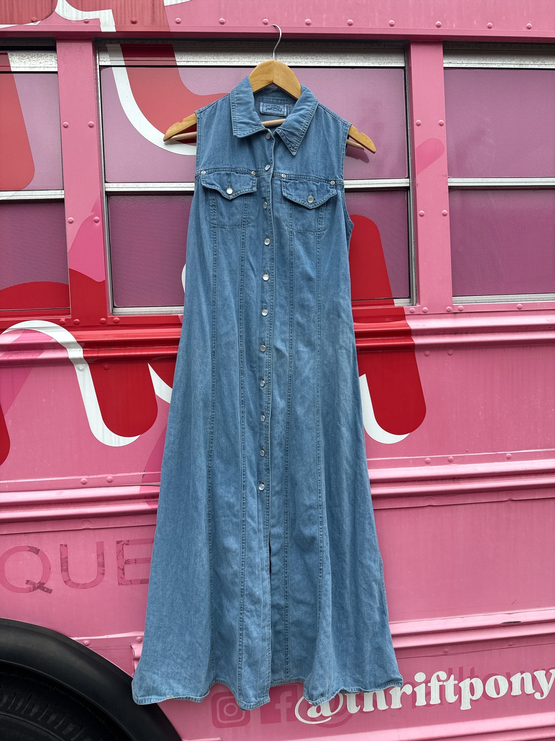 blue true blue denim button dres, 9/10