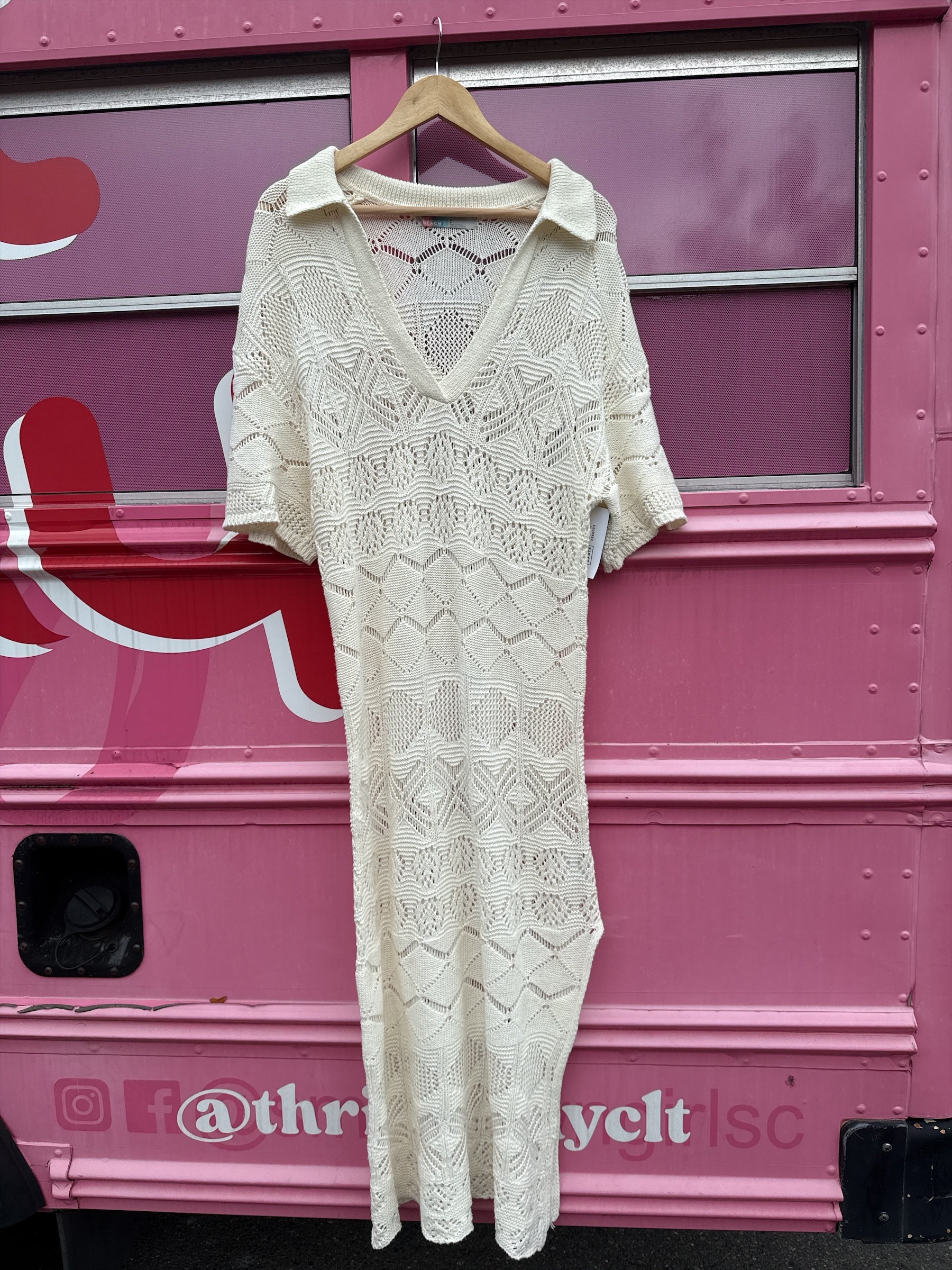 beige Free people knit v neck maxi dress, S