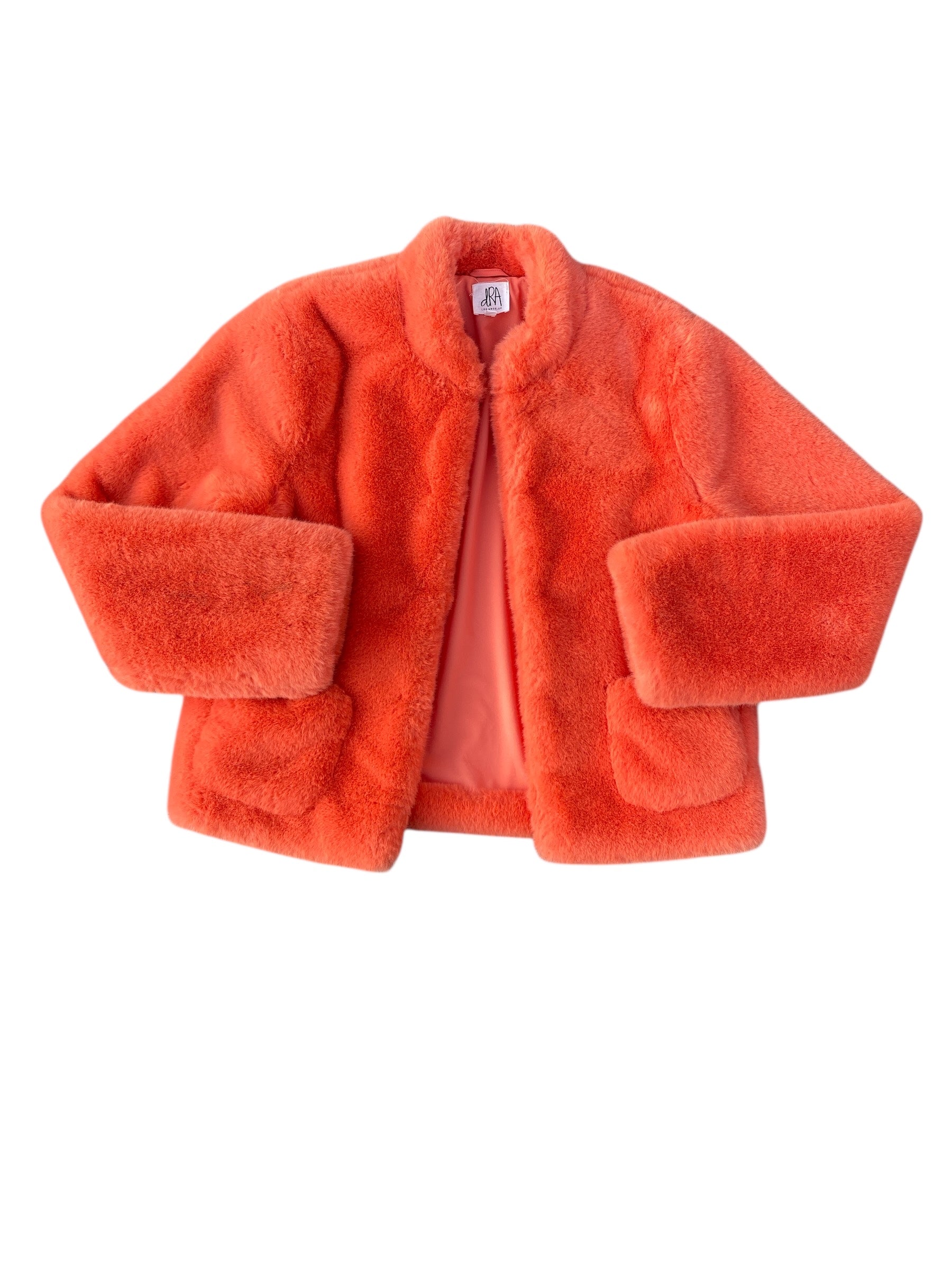 orange dra furry jacket, s