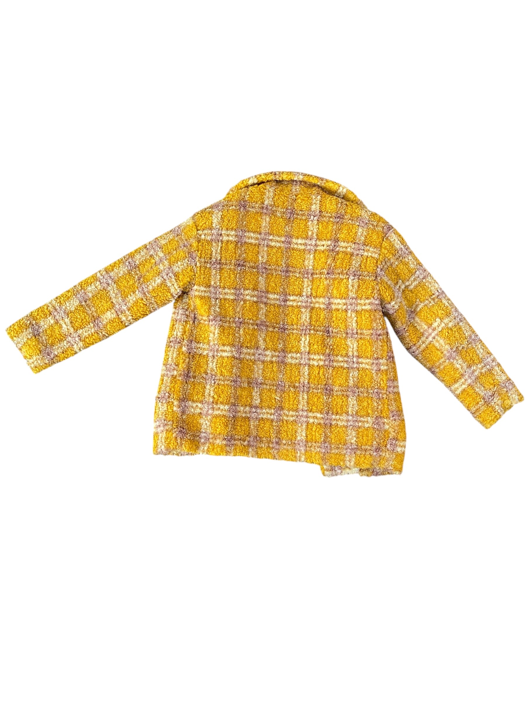 yellow driftwood plaid sherpa jacket, s
