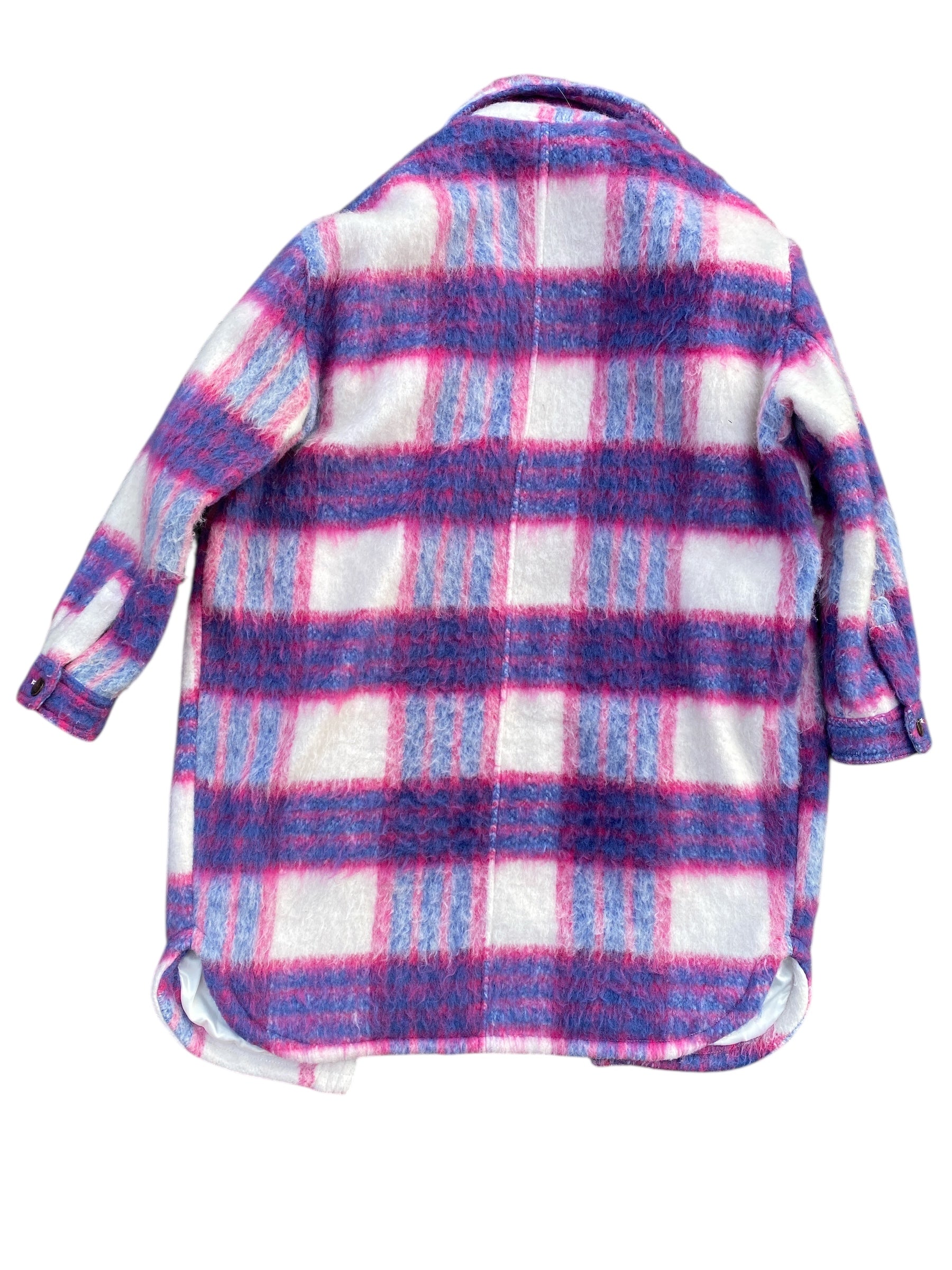 purple pink blanknyc long plaid shacket, m