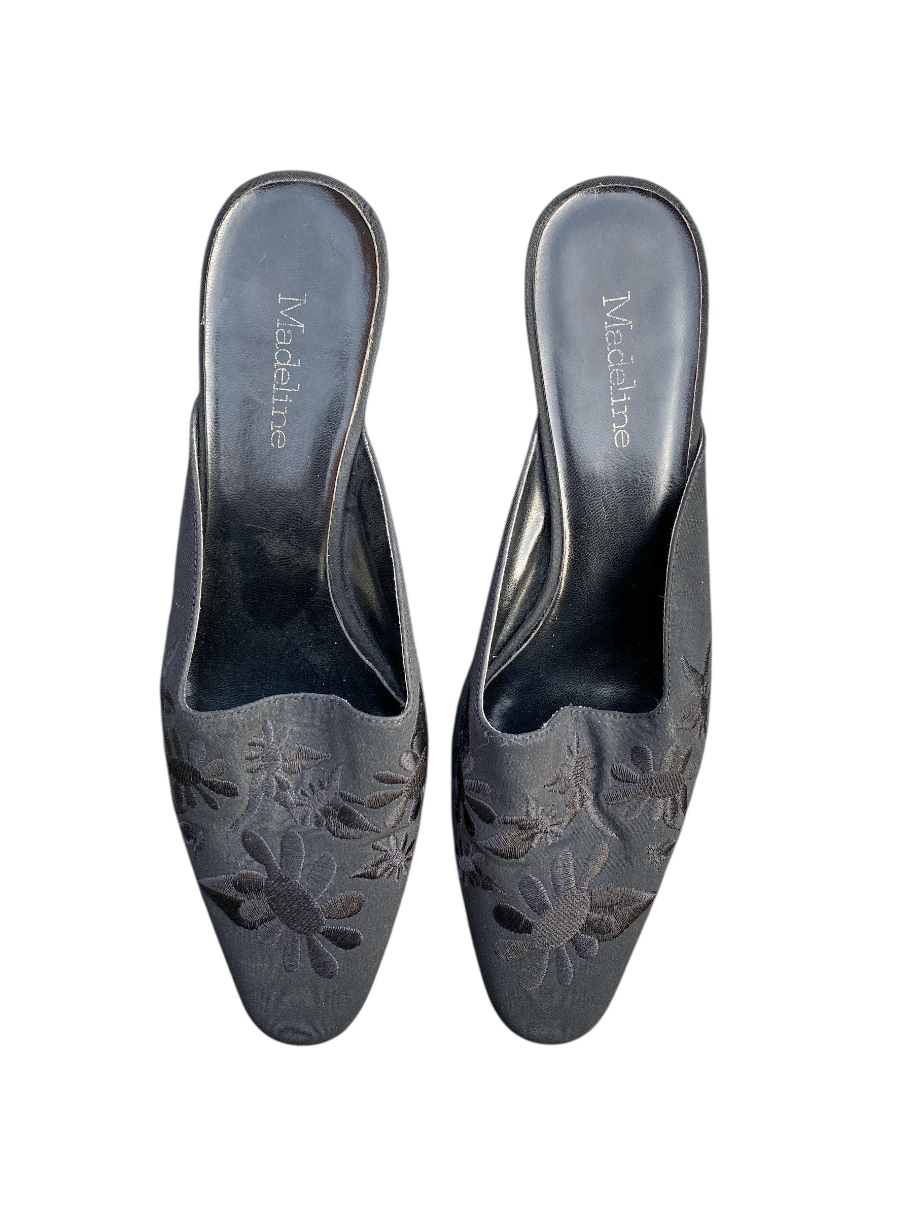 black madeline square toed mules, 8