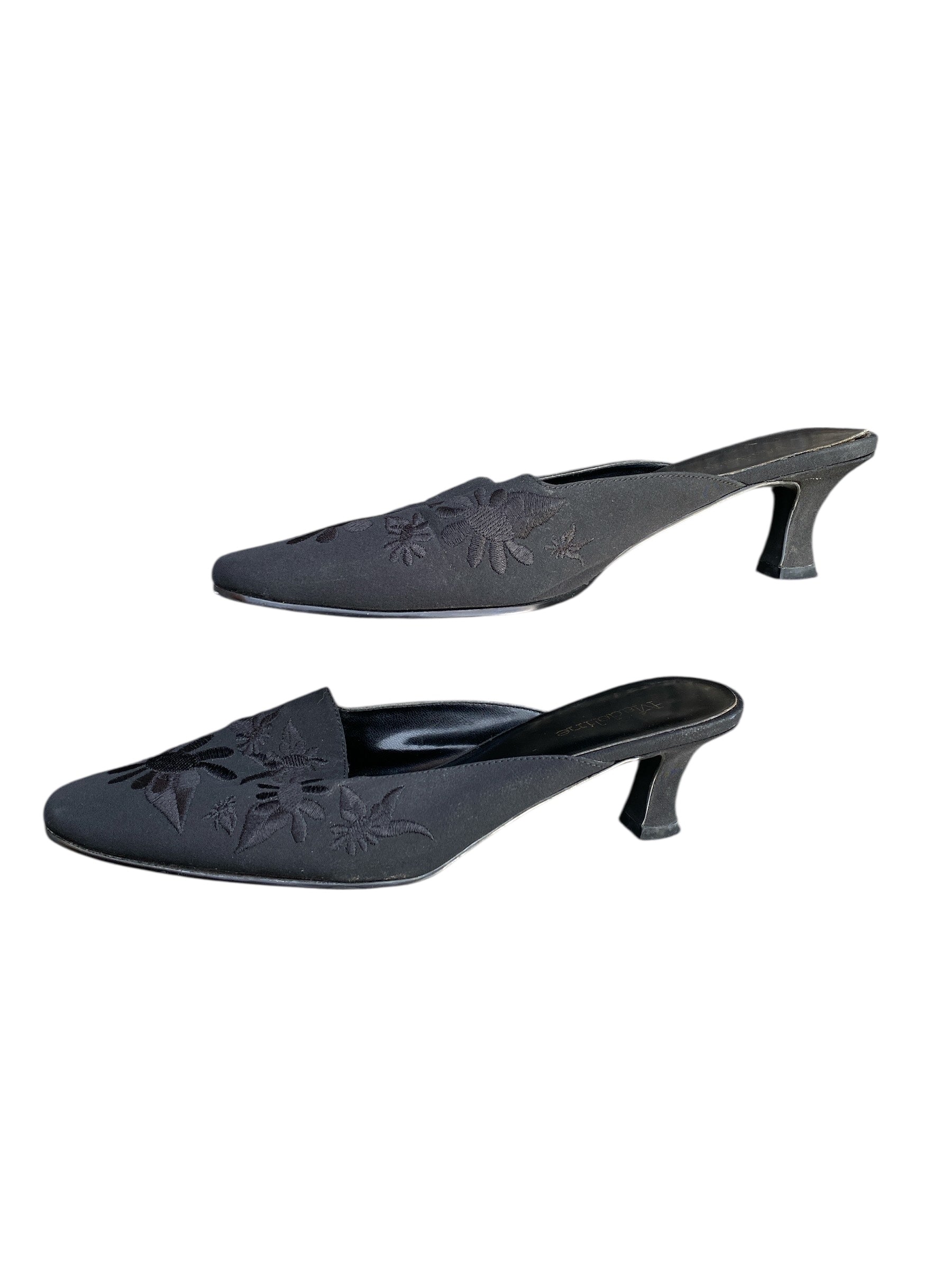 black madeline square toed mules, 8