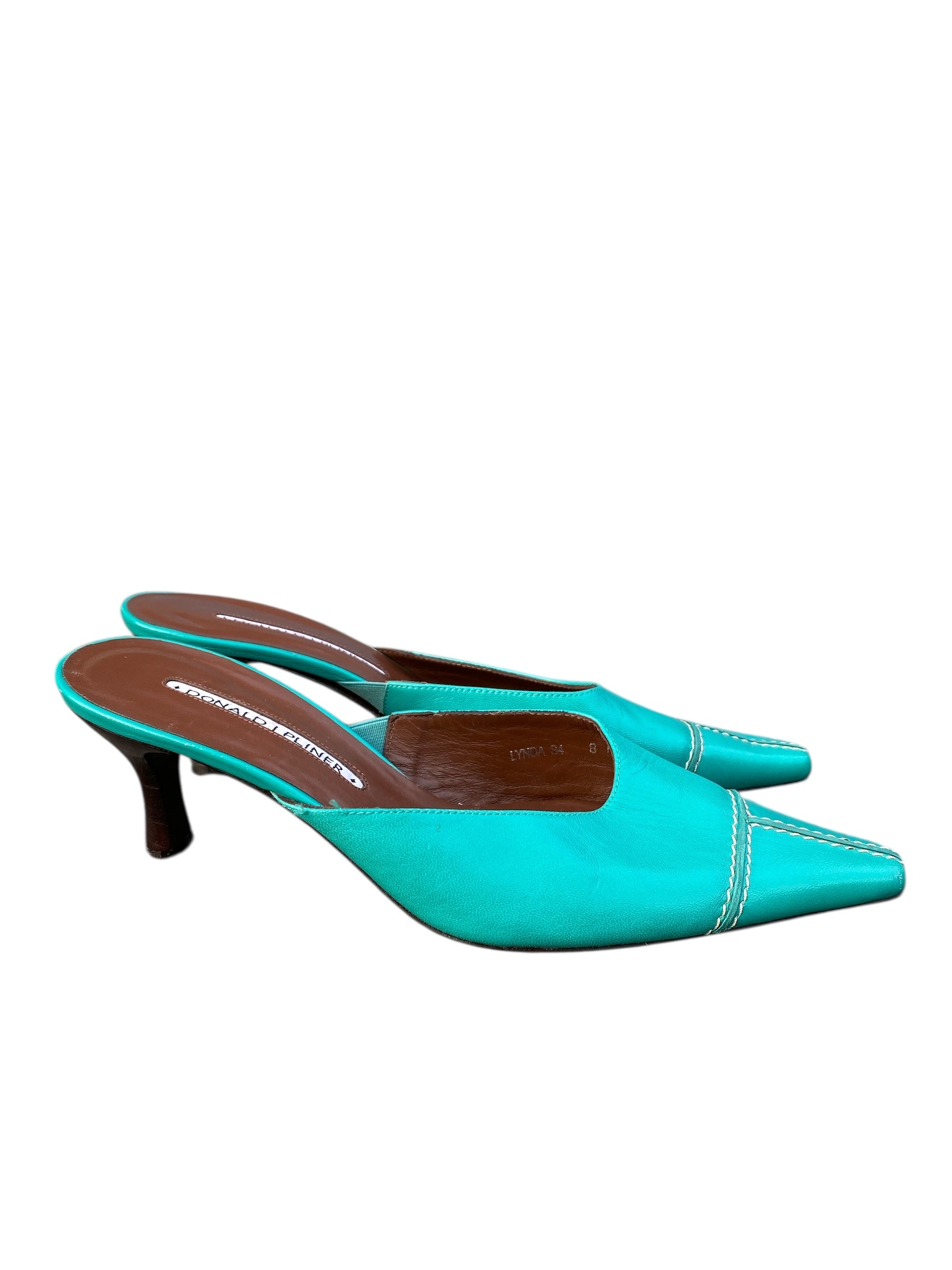 teal donald pliner pointy kitten heel, 8