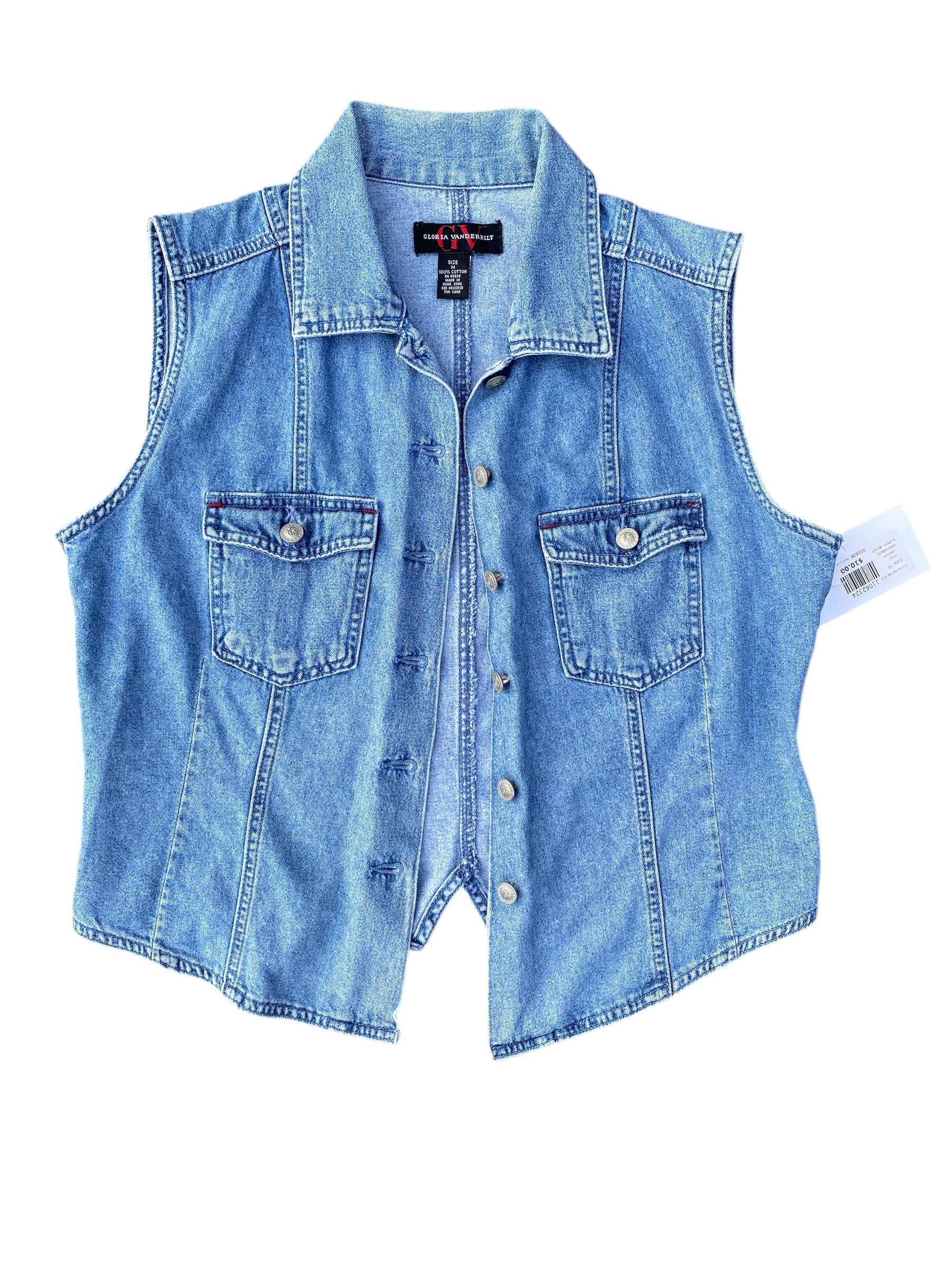 blue Gloria Vanderbilt denim sleeveless button down, M