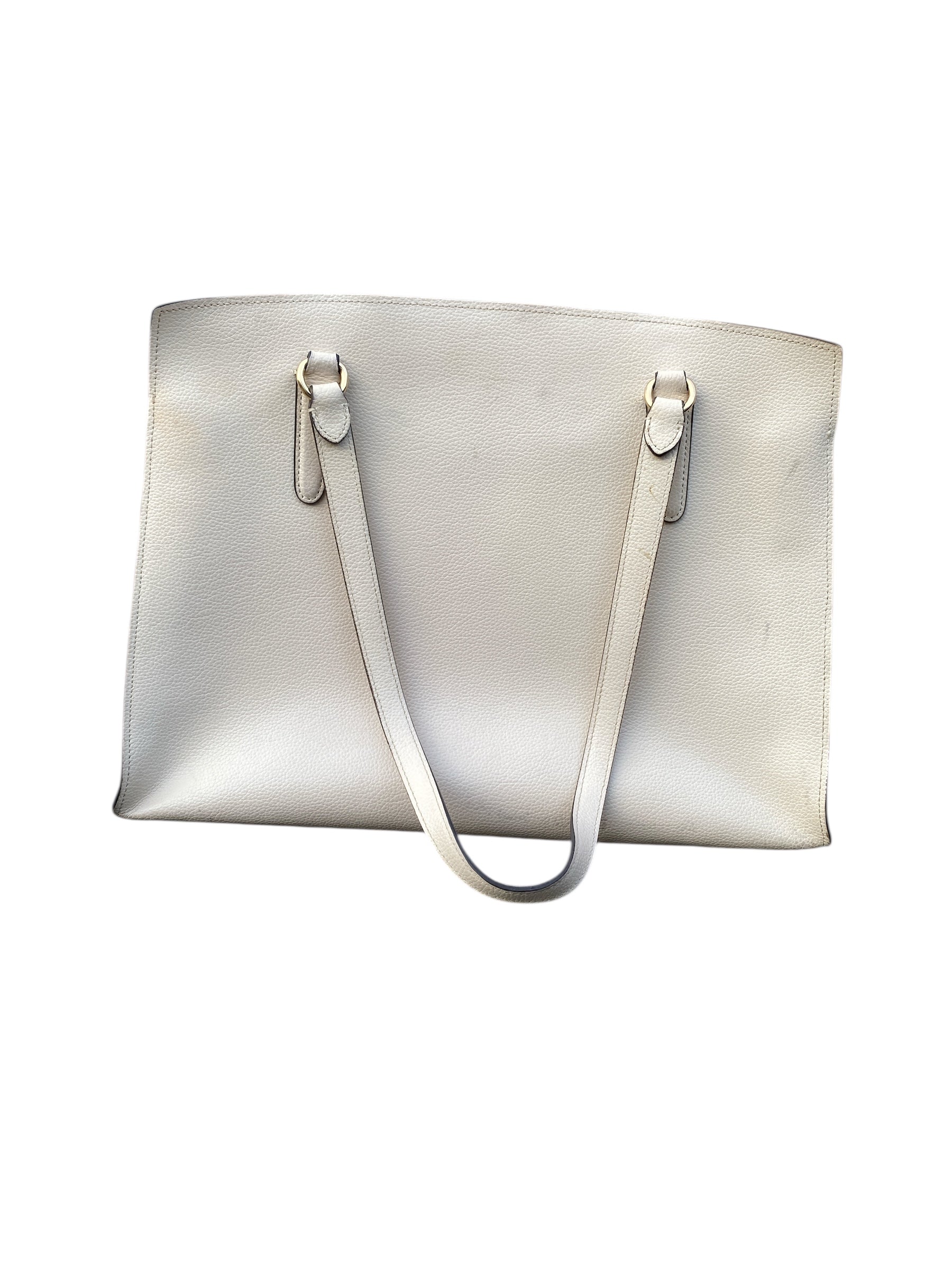 white coach large leather tote