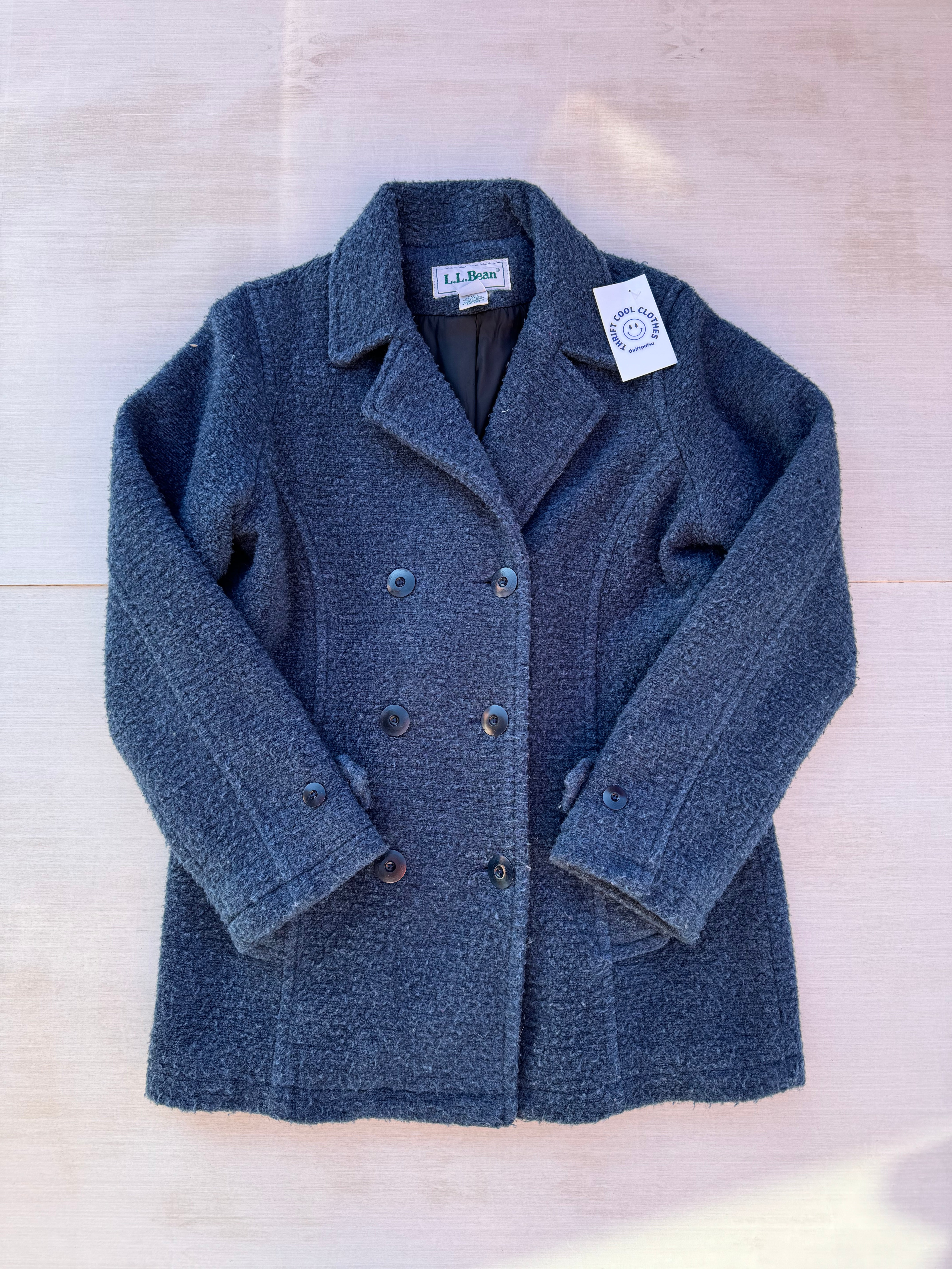 blue ll bean wool blend blazer, m