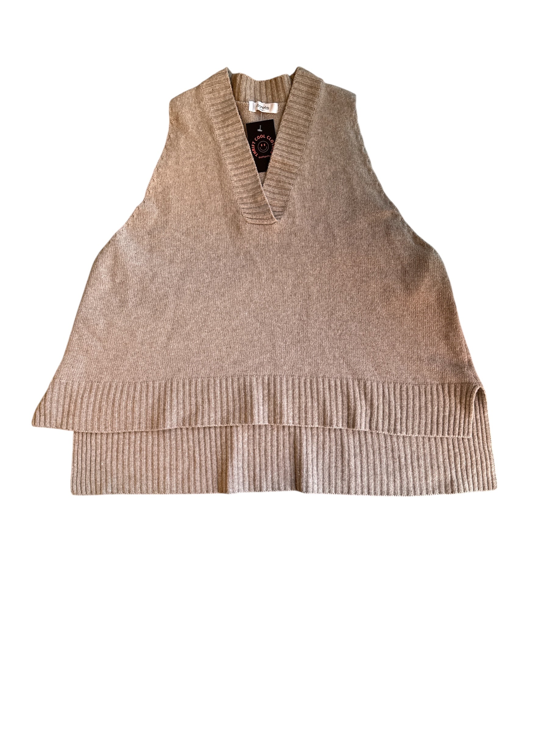 brown storets v neck sleeveless sweater, s/m