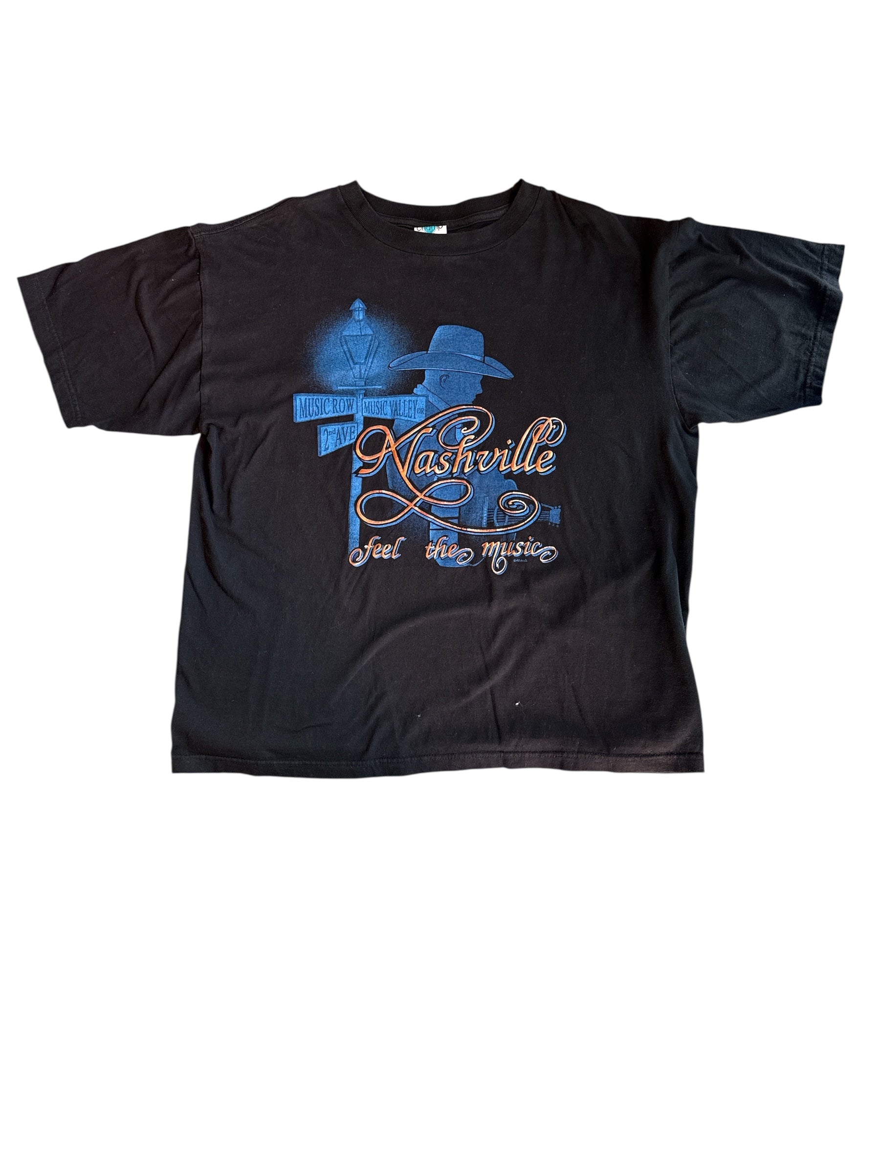 black blue tour champ nashville feel the music tee, xl