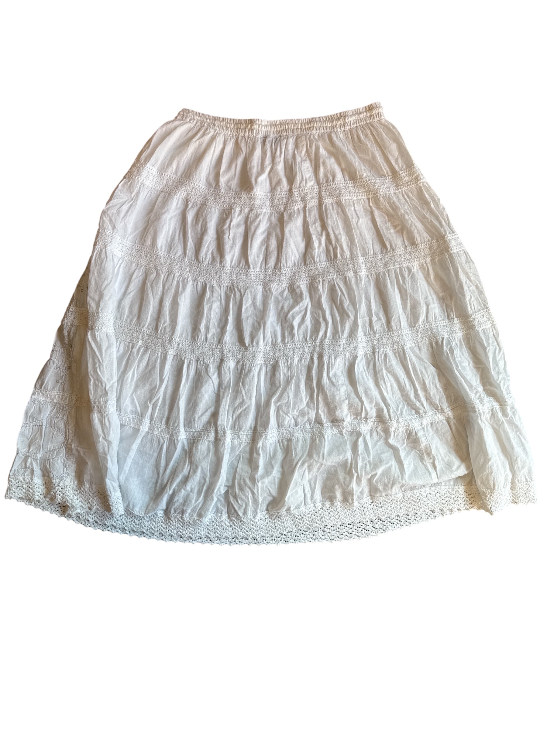 white signature smocked skirt w tinsel embroidery