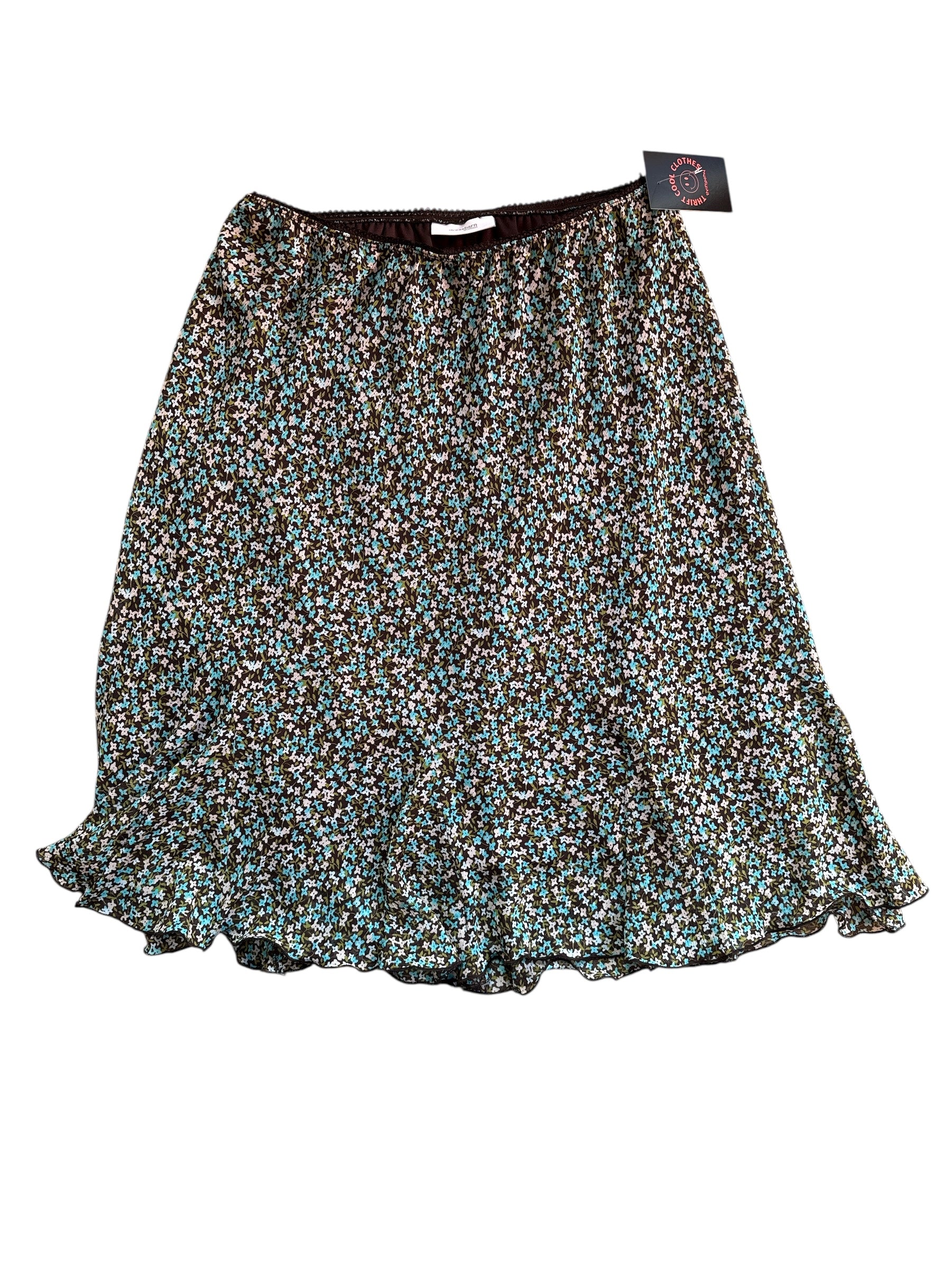 brown green dressbarn floral skirt