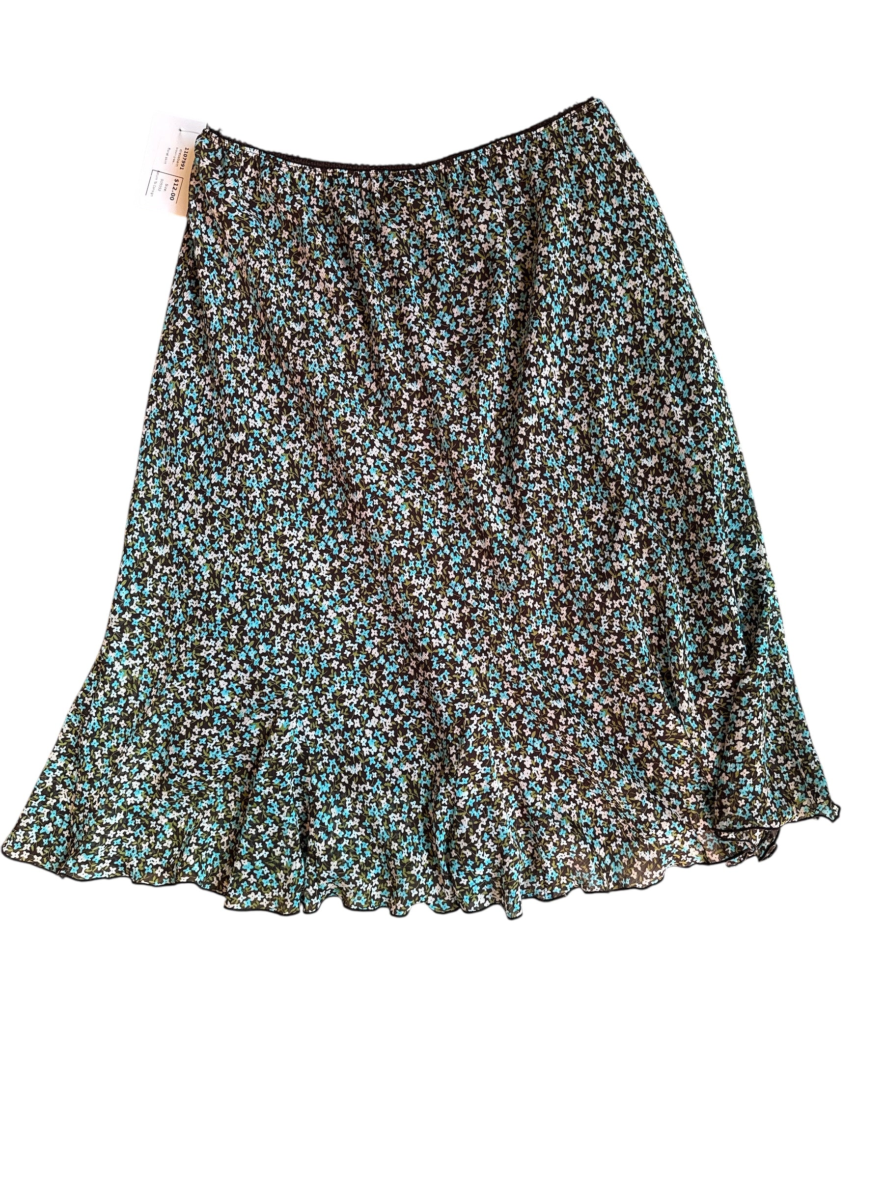 brown green dressbarn floral skirt
