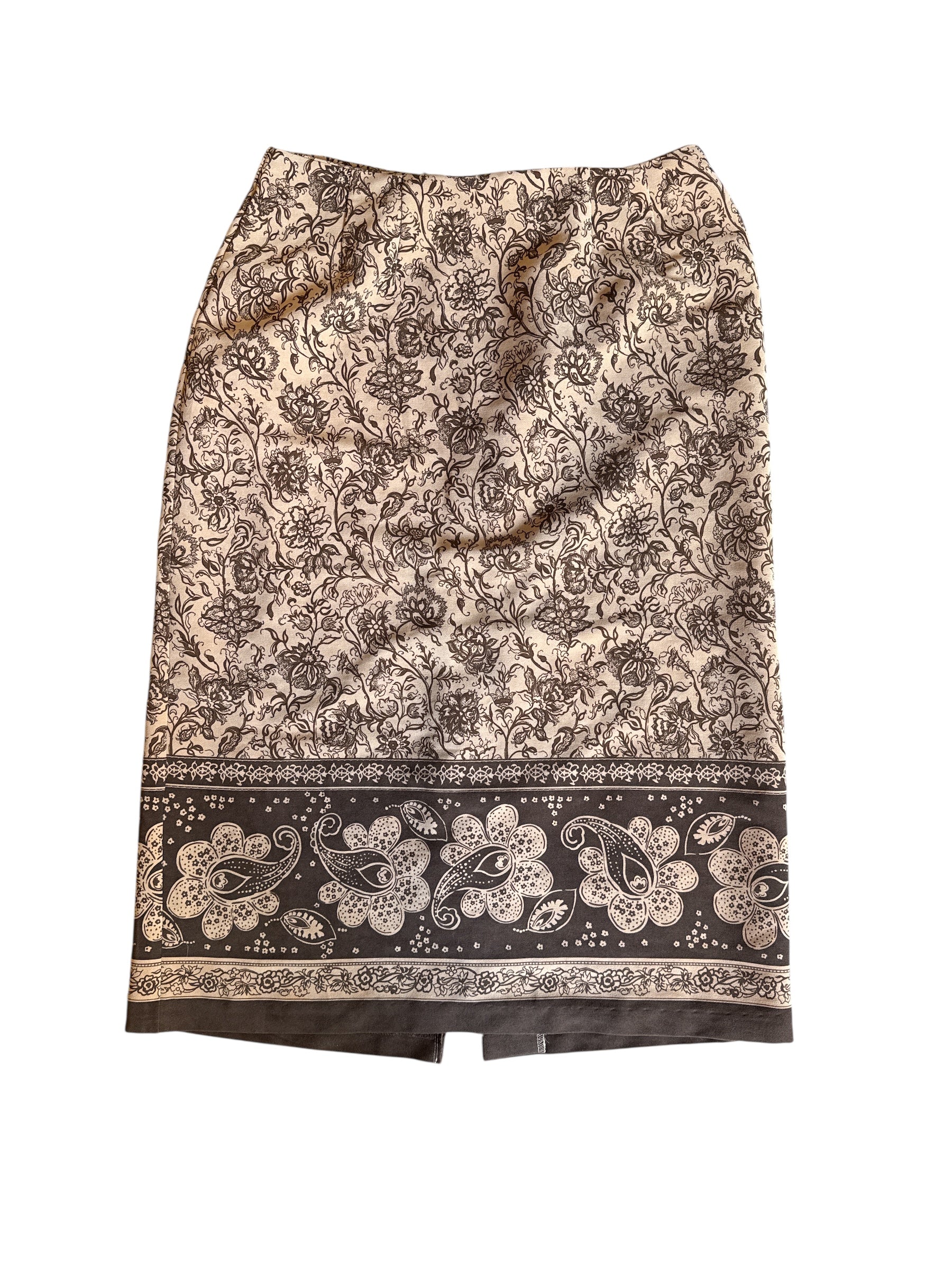 brown sag harbor patterned maxi skirt, 12p