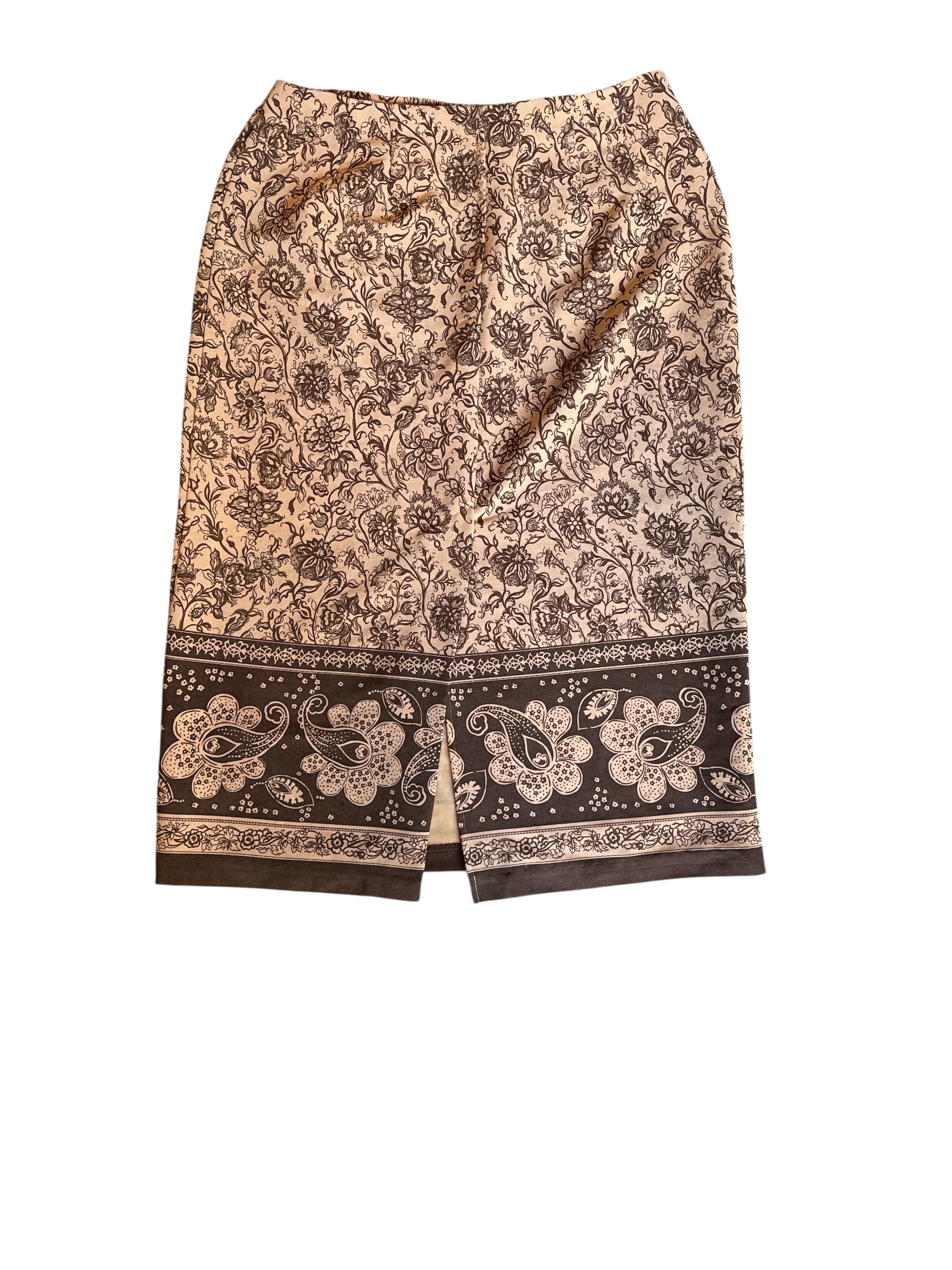 brown sag harbor patterned maxi skirt, 12p