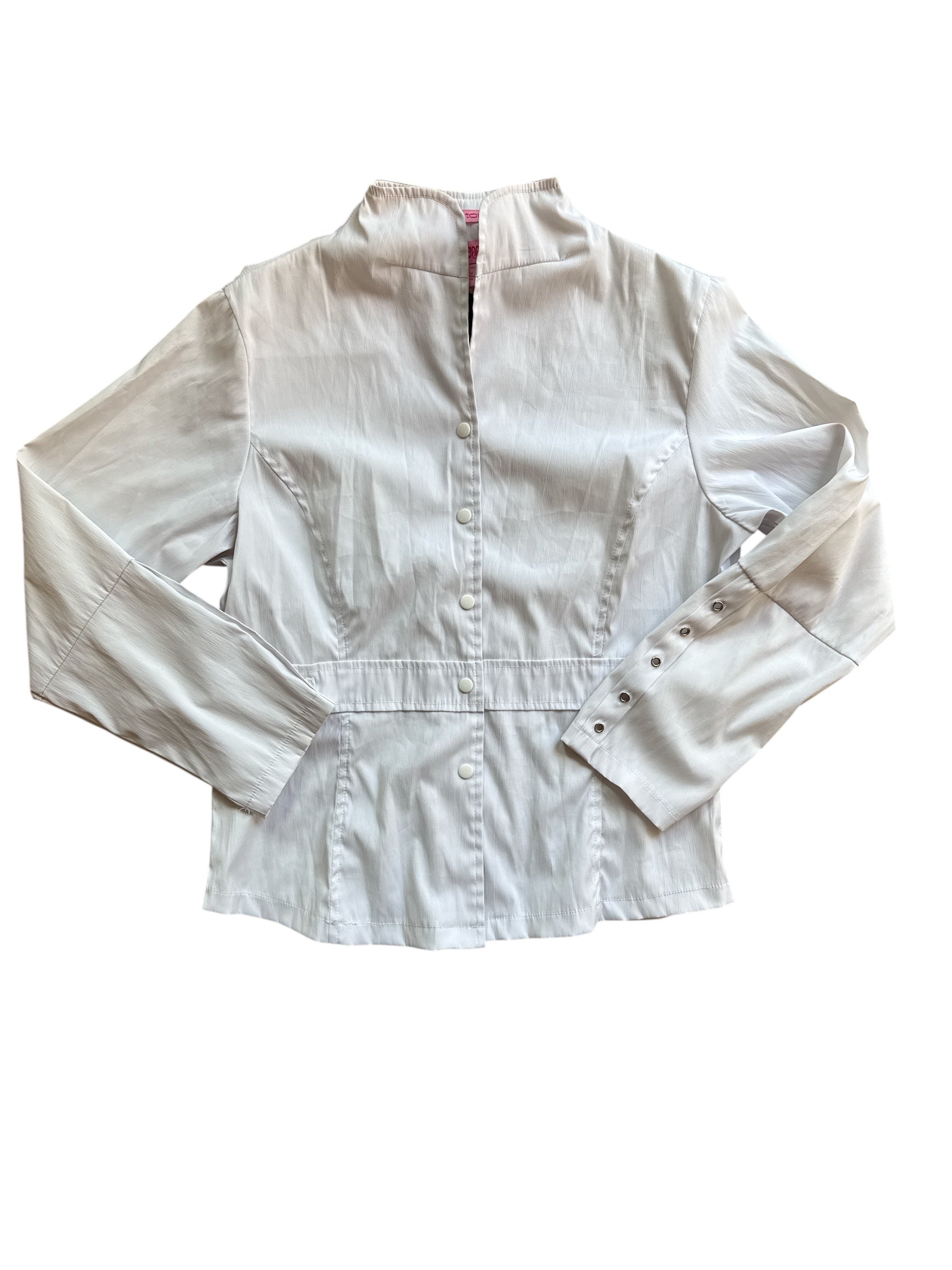 white shes cool synch dropwaist top, L