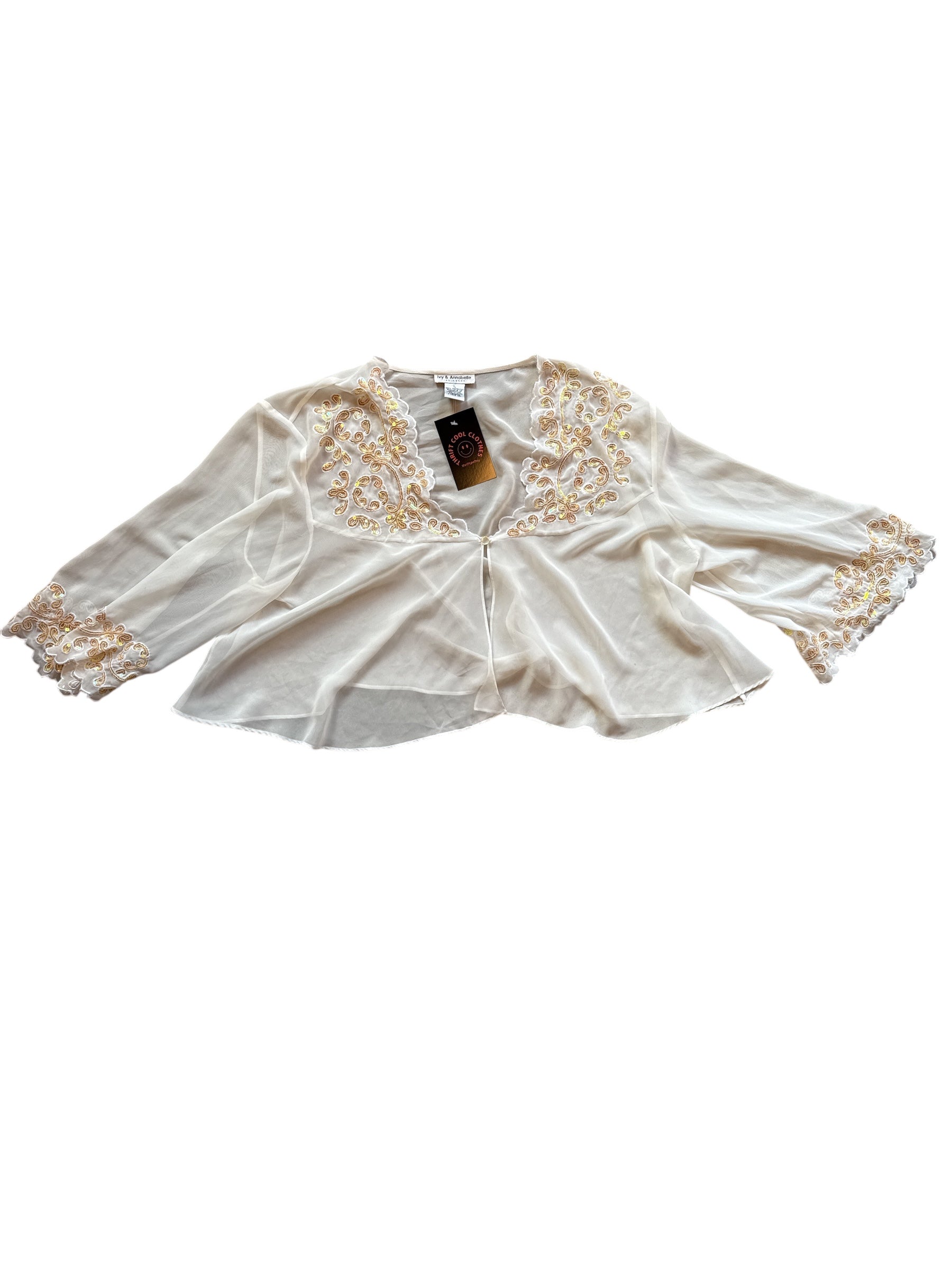 white ivy & annabelle sheer sequin crop top, L