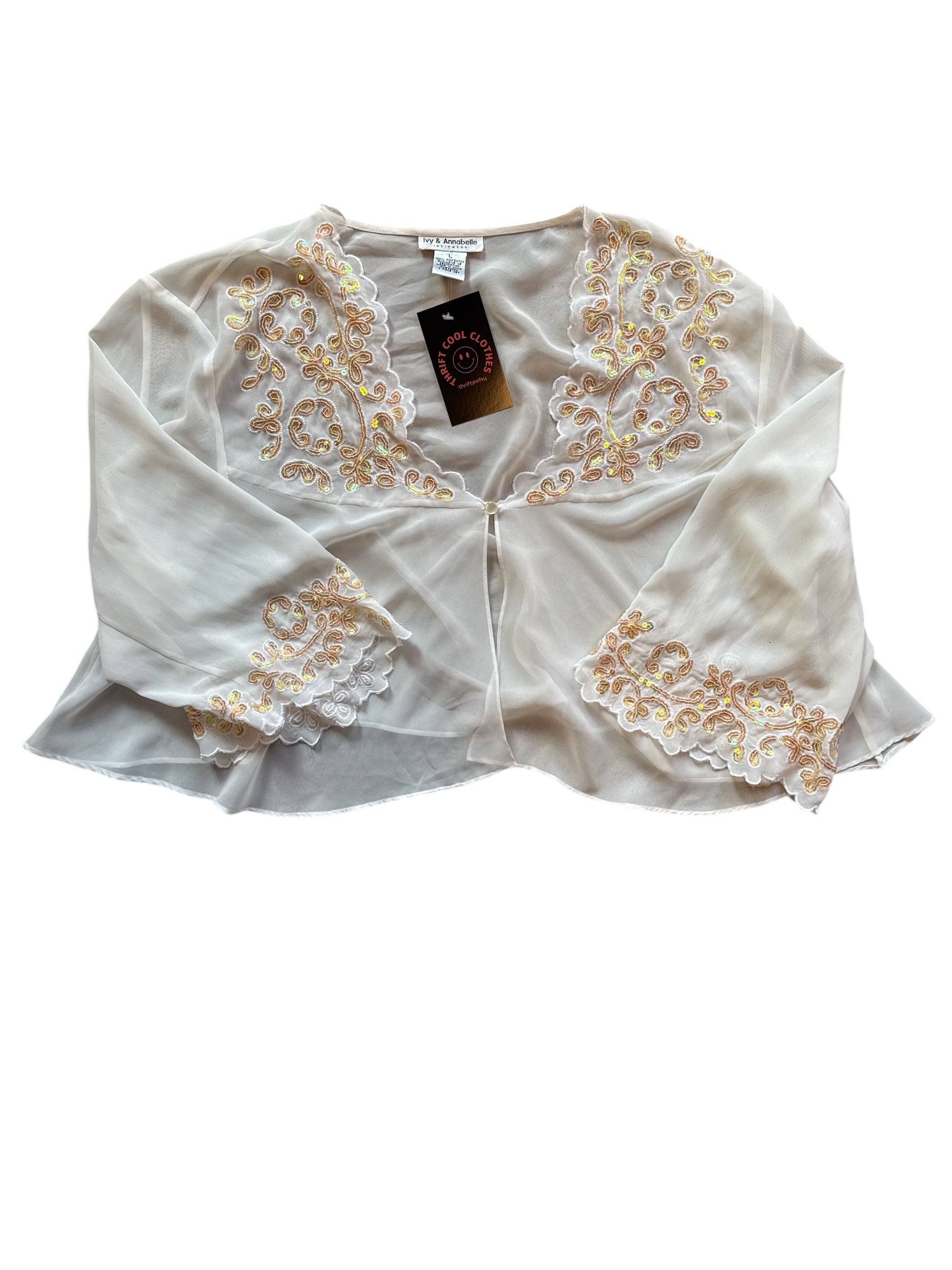 white ivy & annabelle sheer sequin crop top, L