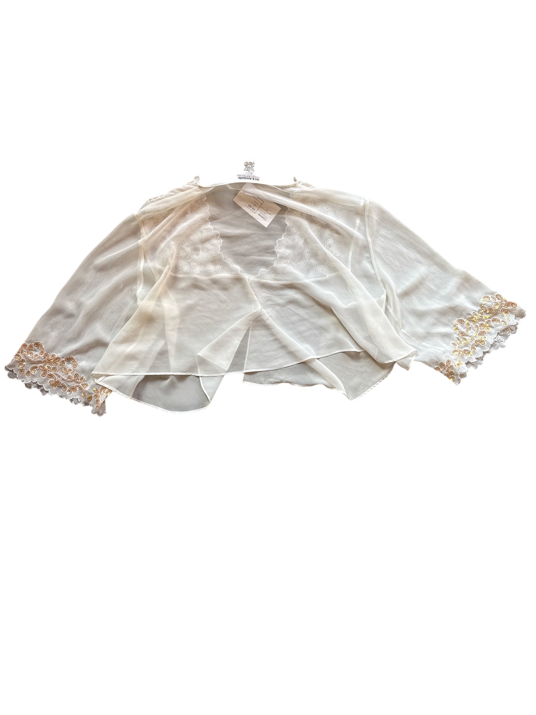 white ivy & annabelle sheer sequin crop top, L