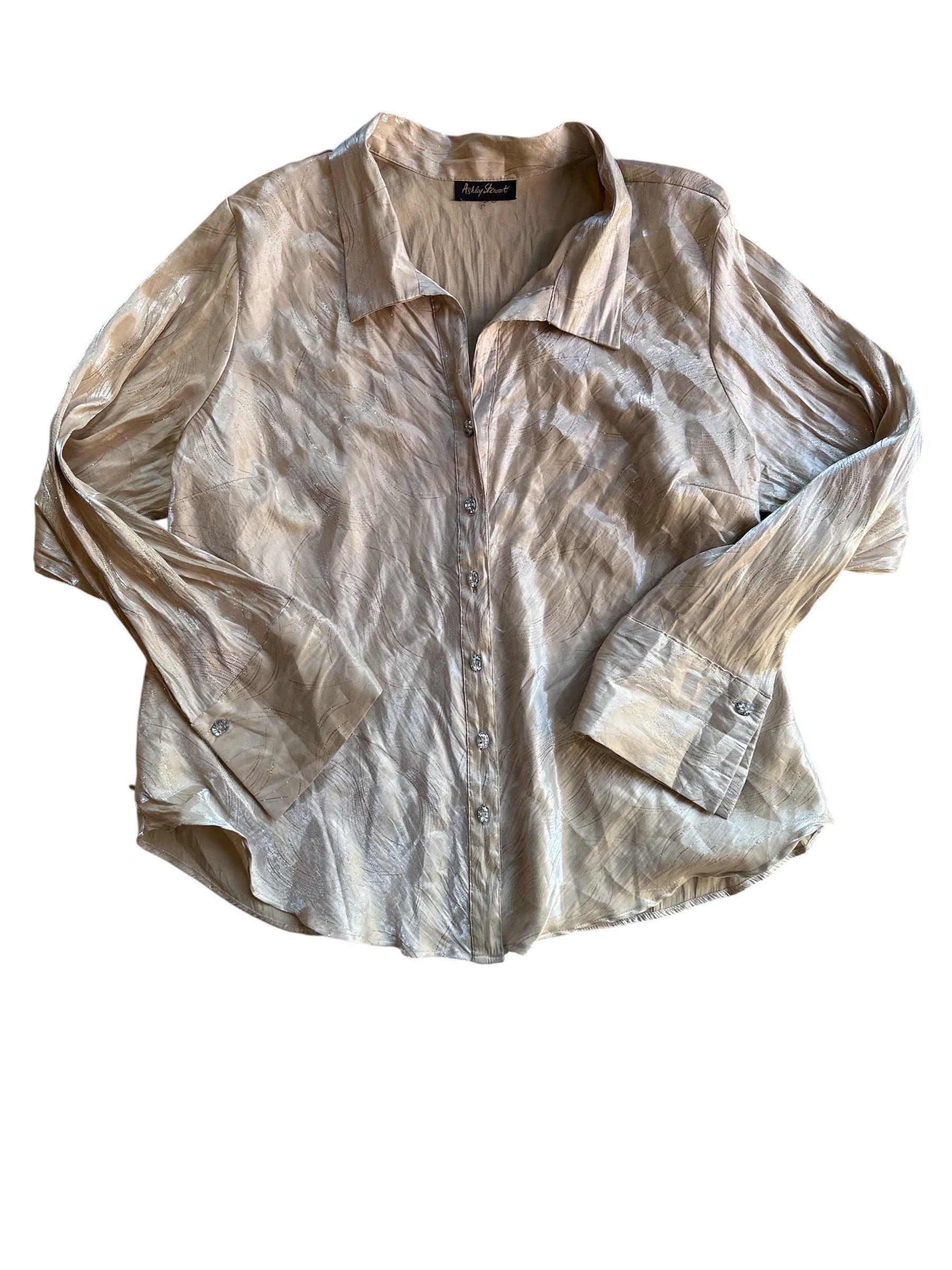gold ashley stewart sparkle button down