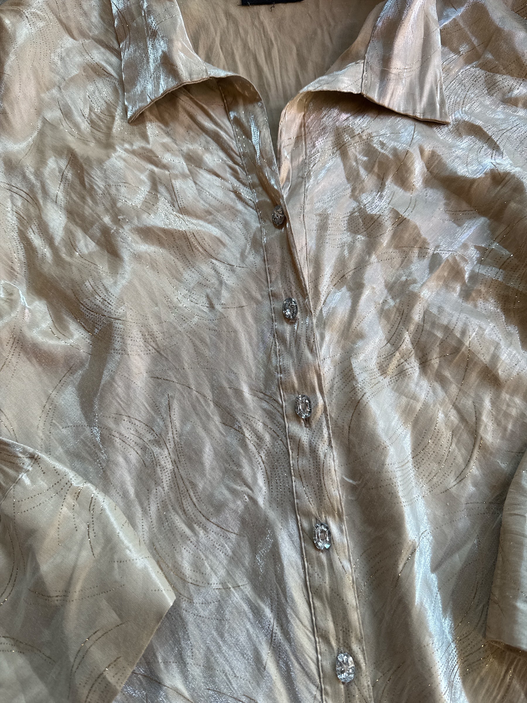 gold ashley stewart sparkle button down