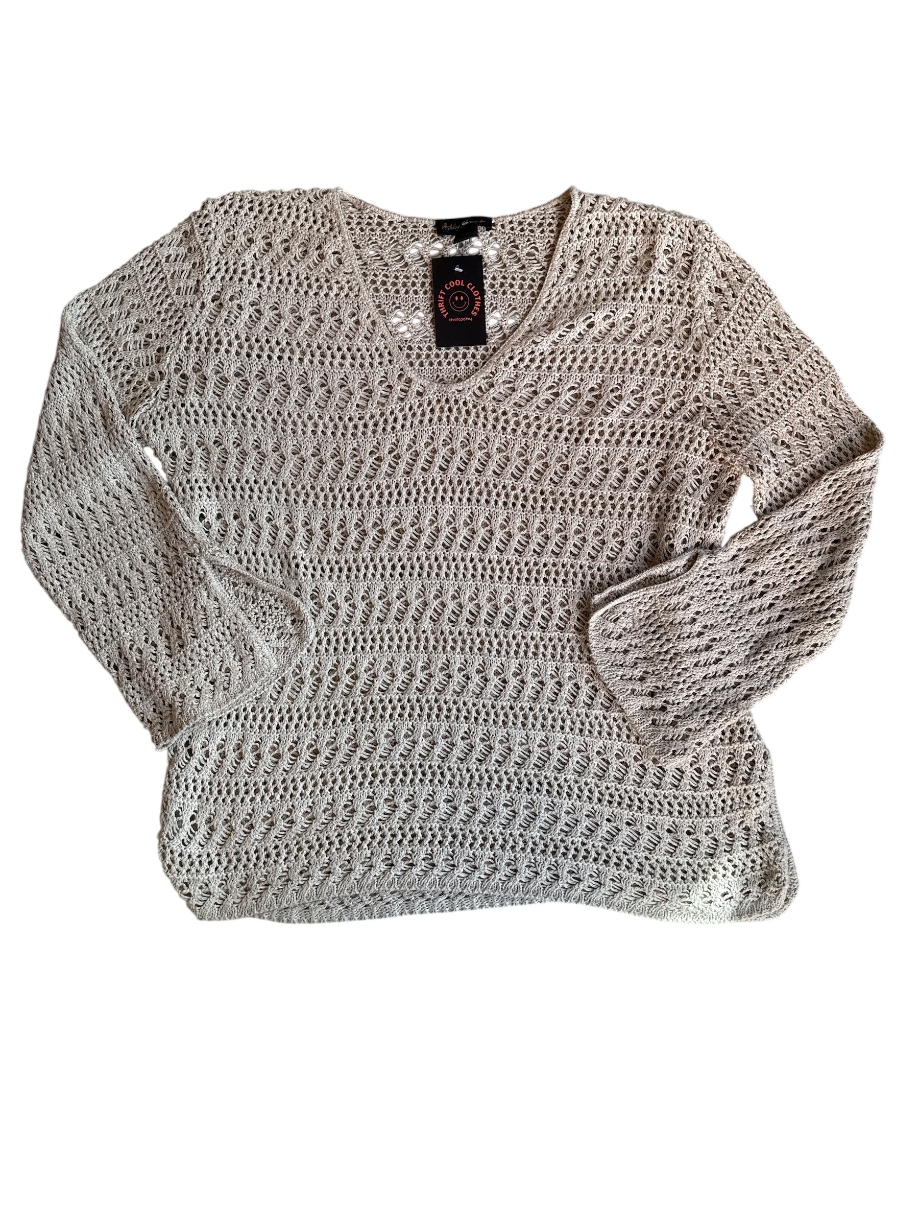 beige ashley stewart crochet sweater, 1x