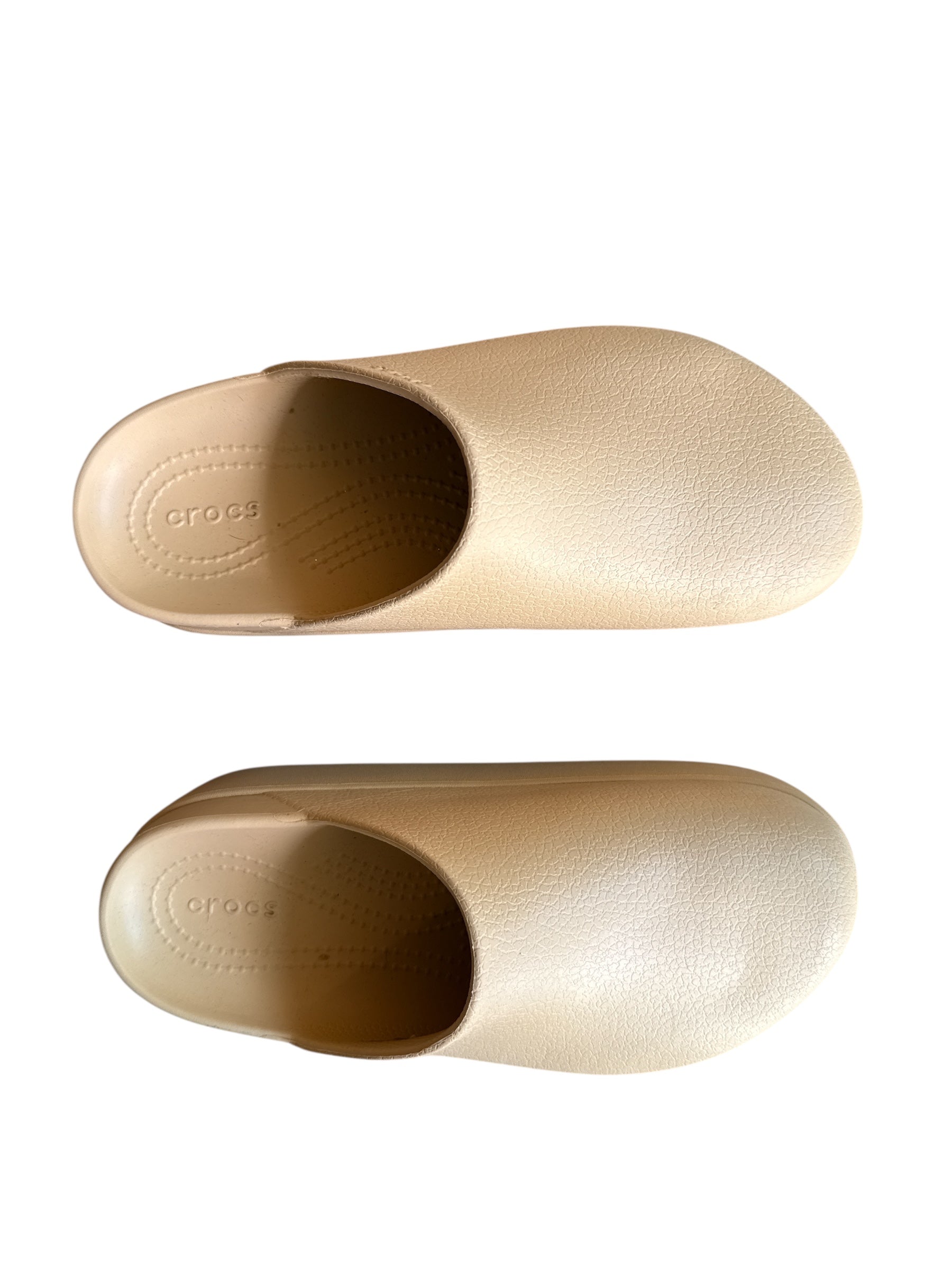 beige croc platform clogs, 8
