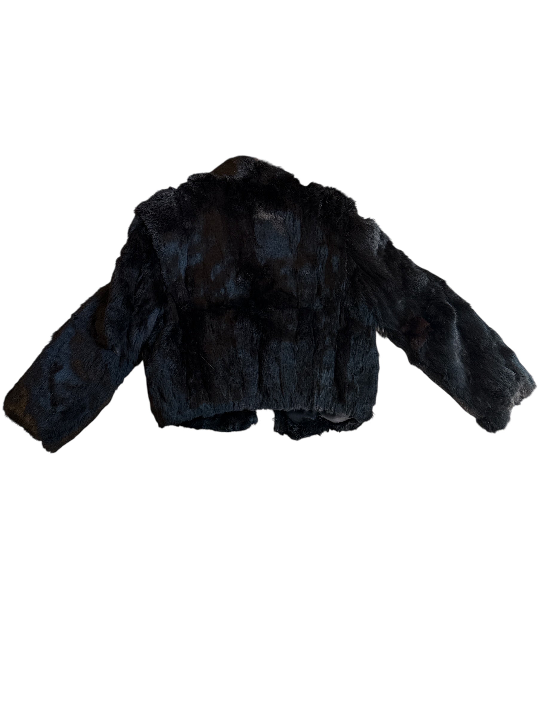 black  rabbit fur coat, L