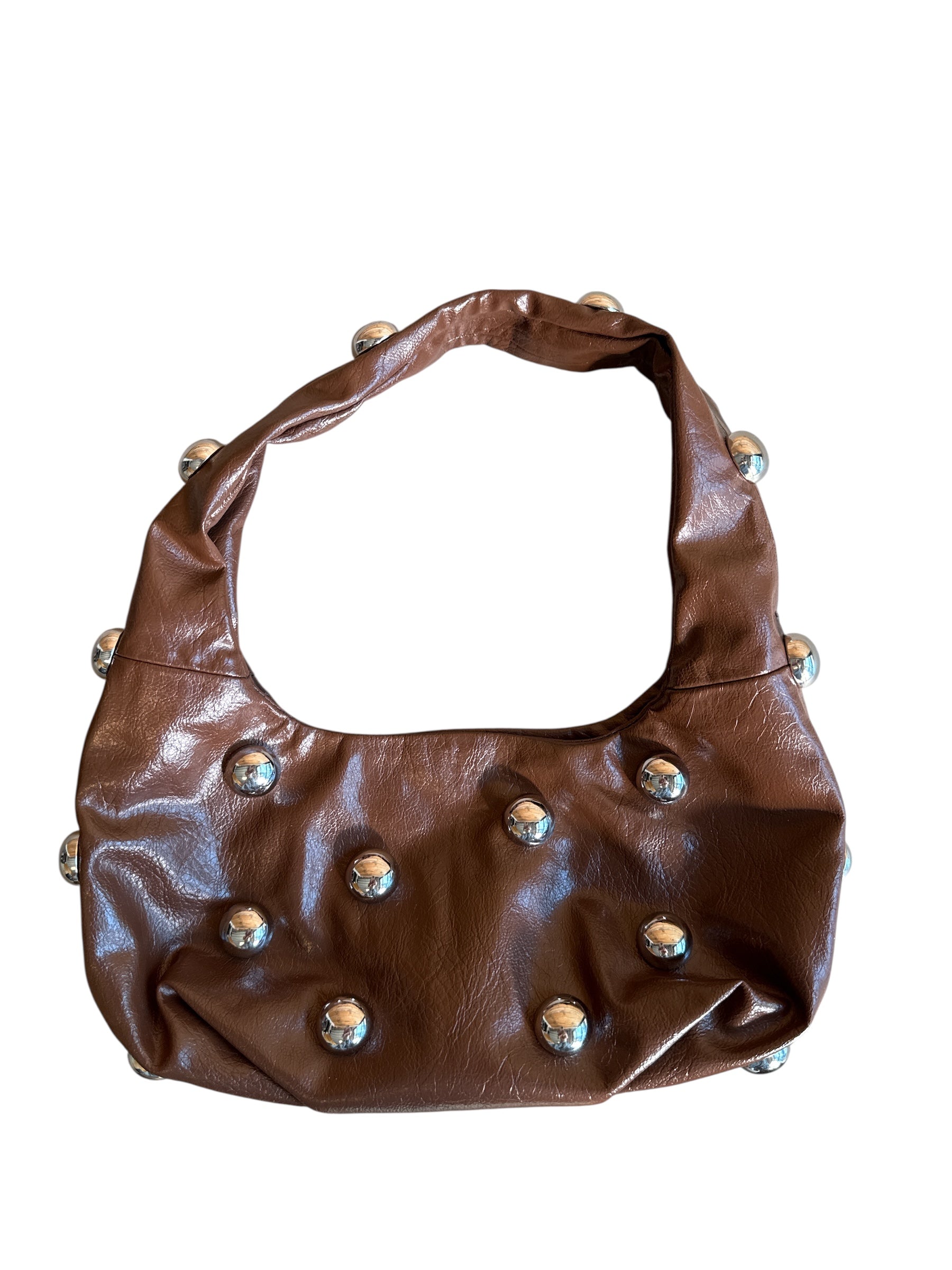 brown zara grommet purse