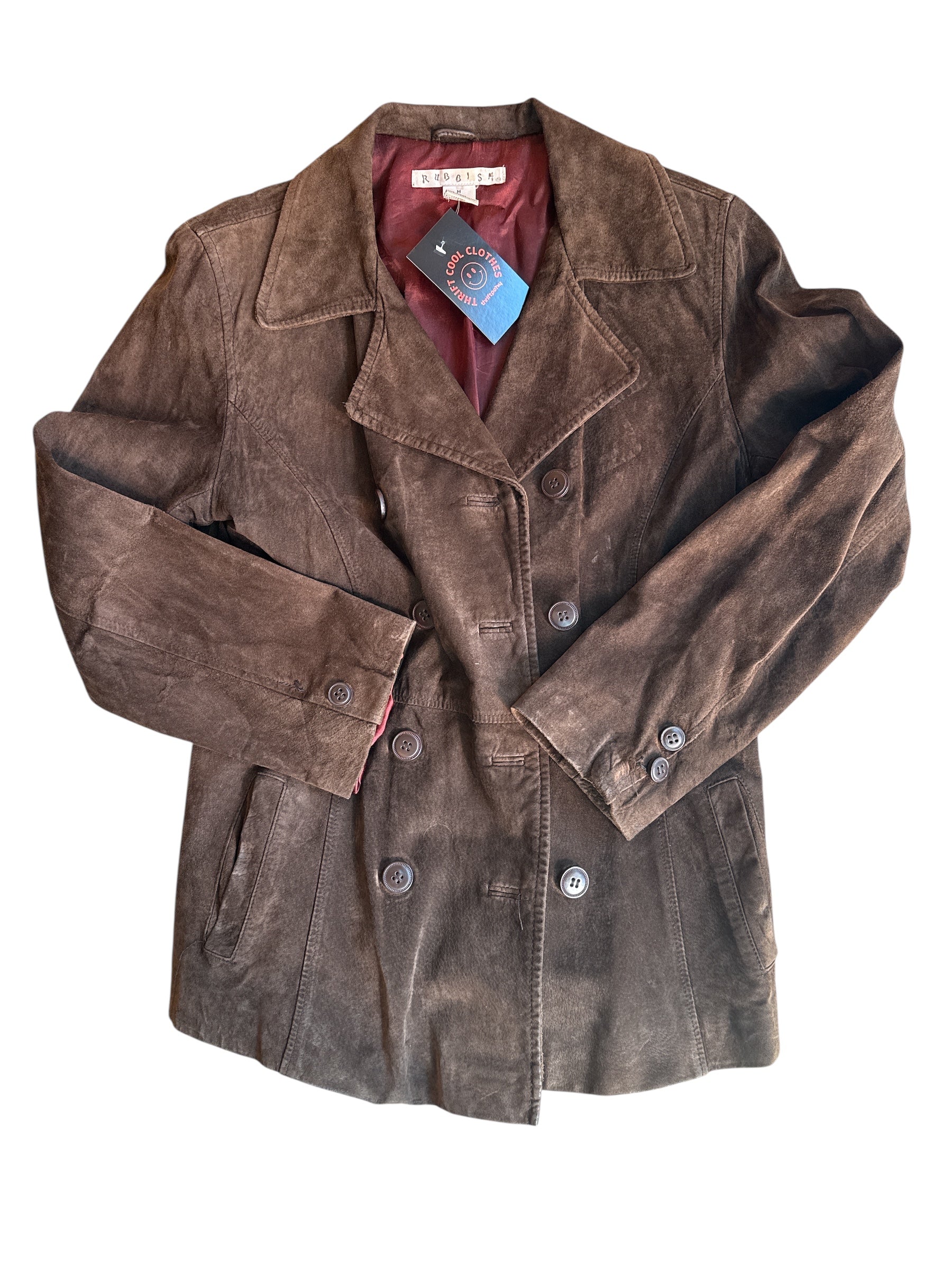 brown rubbish leather jacket, m