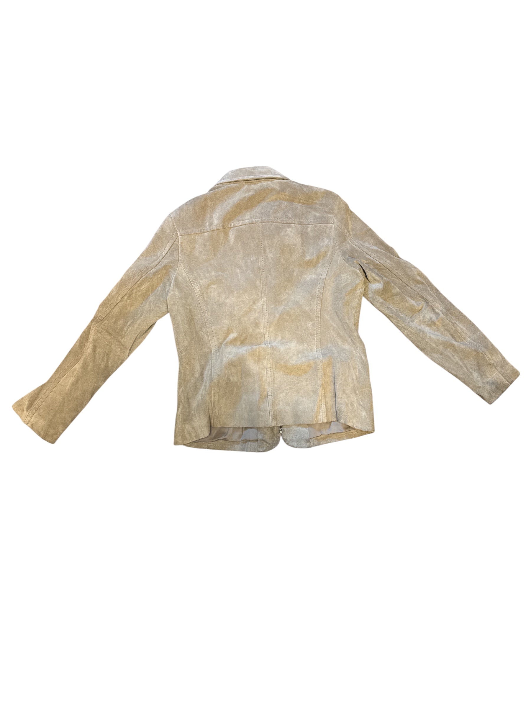 brown liz claiborne suede zip up jacket, m