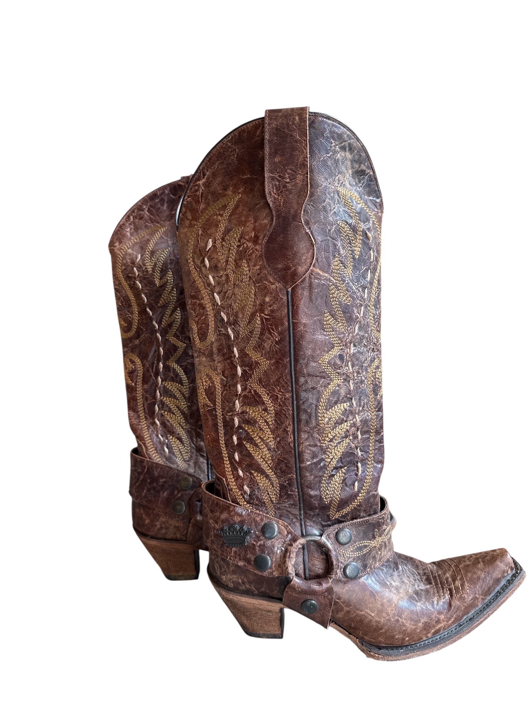 brown junk gypsy cowboy boots, 8