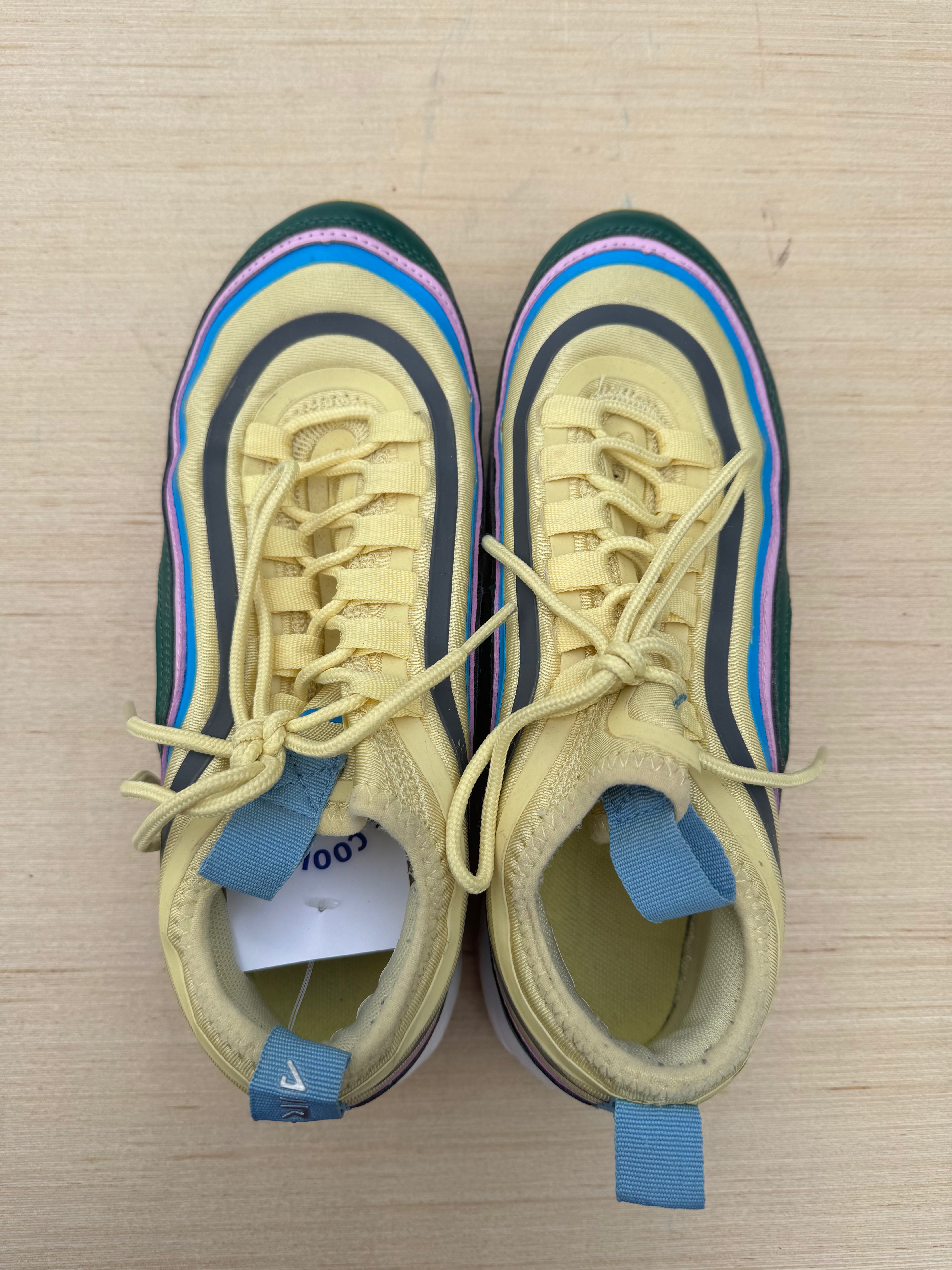 yellow multi nike rainbow air max shoes, 8 women’s