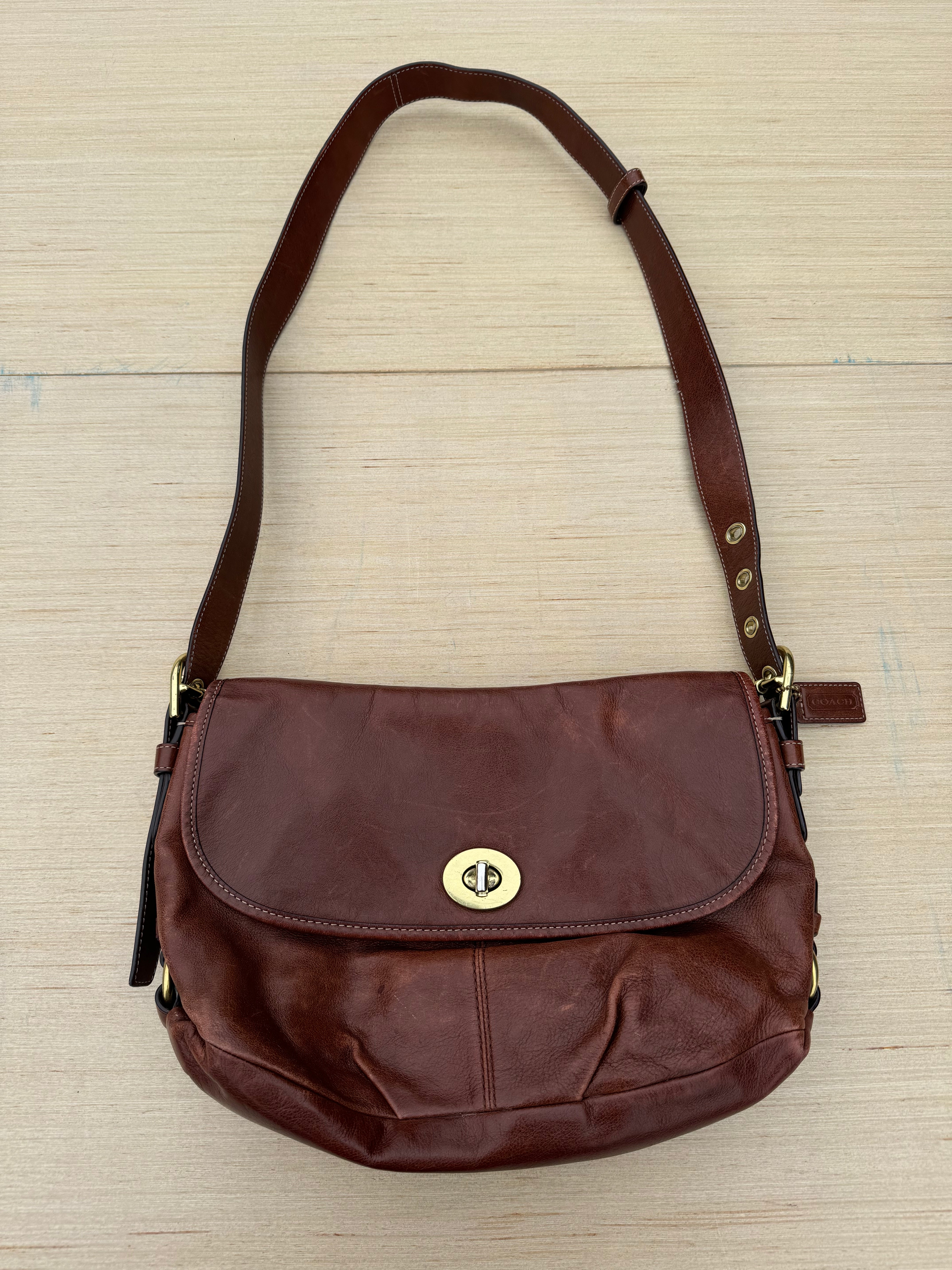 brown coach leather bag