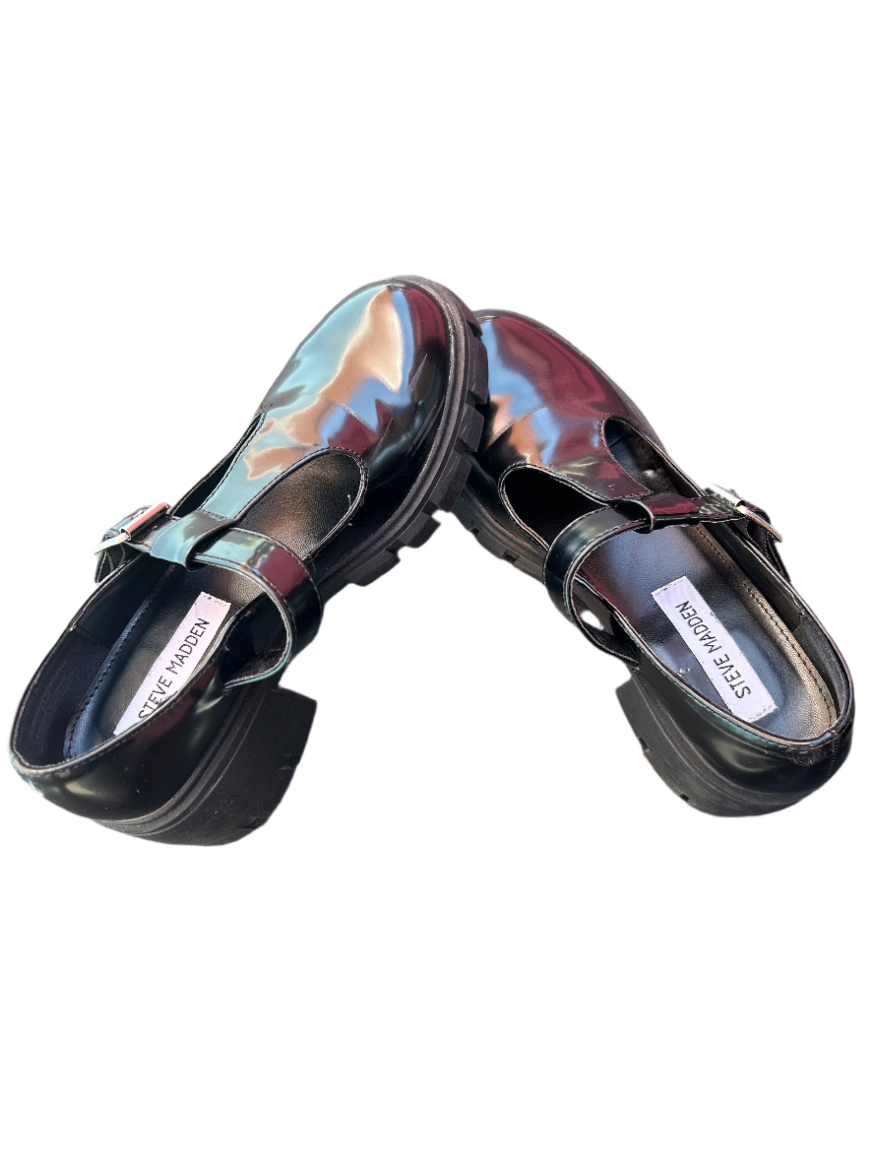 black steve madden heeled mary janes, 6.5