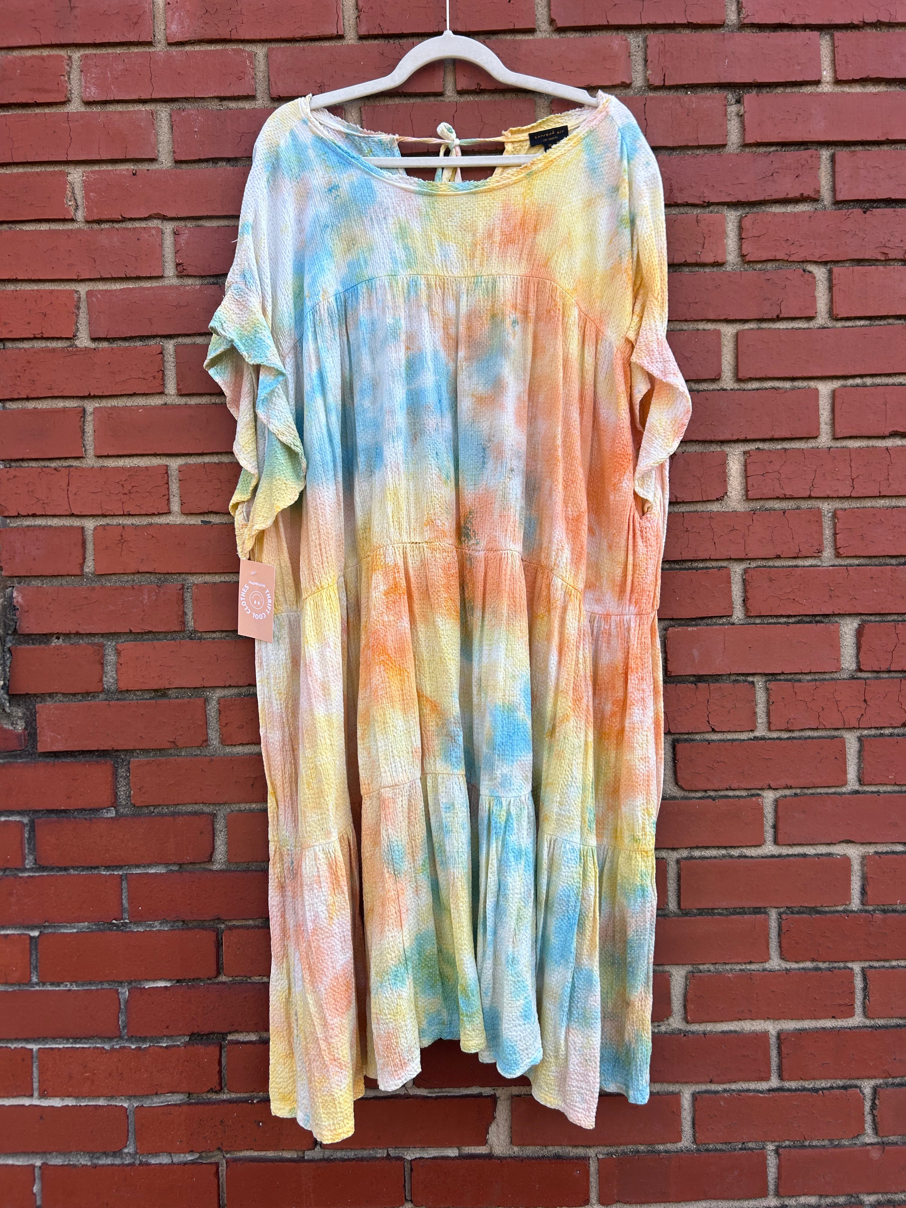 multi Current air Short tie dye dress, xl