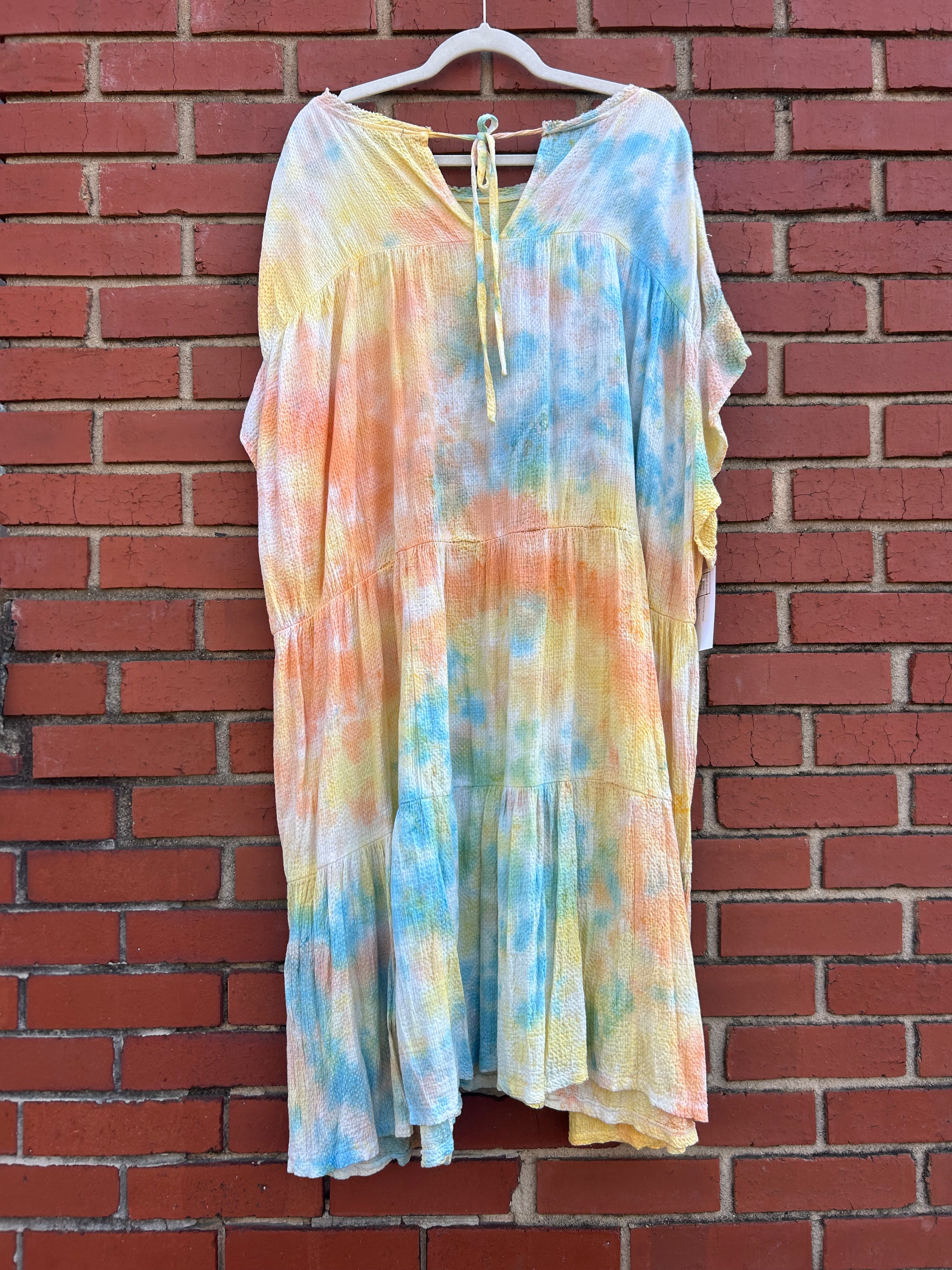 multi Current air Short tie dye dress, xl