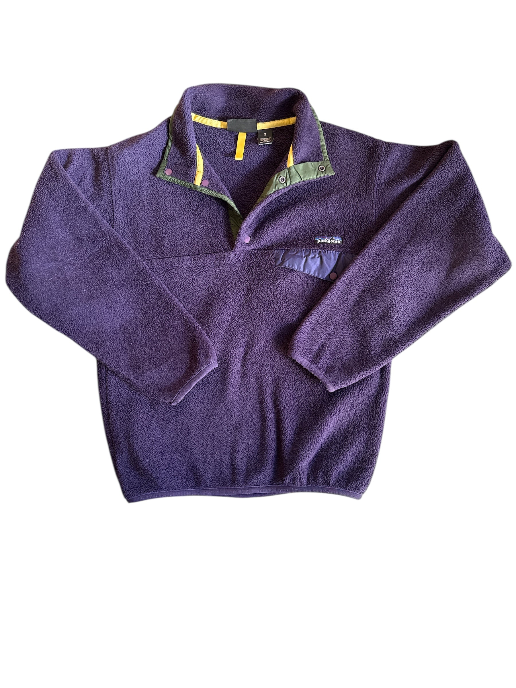 navy green patagonia fleece pullover, s