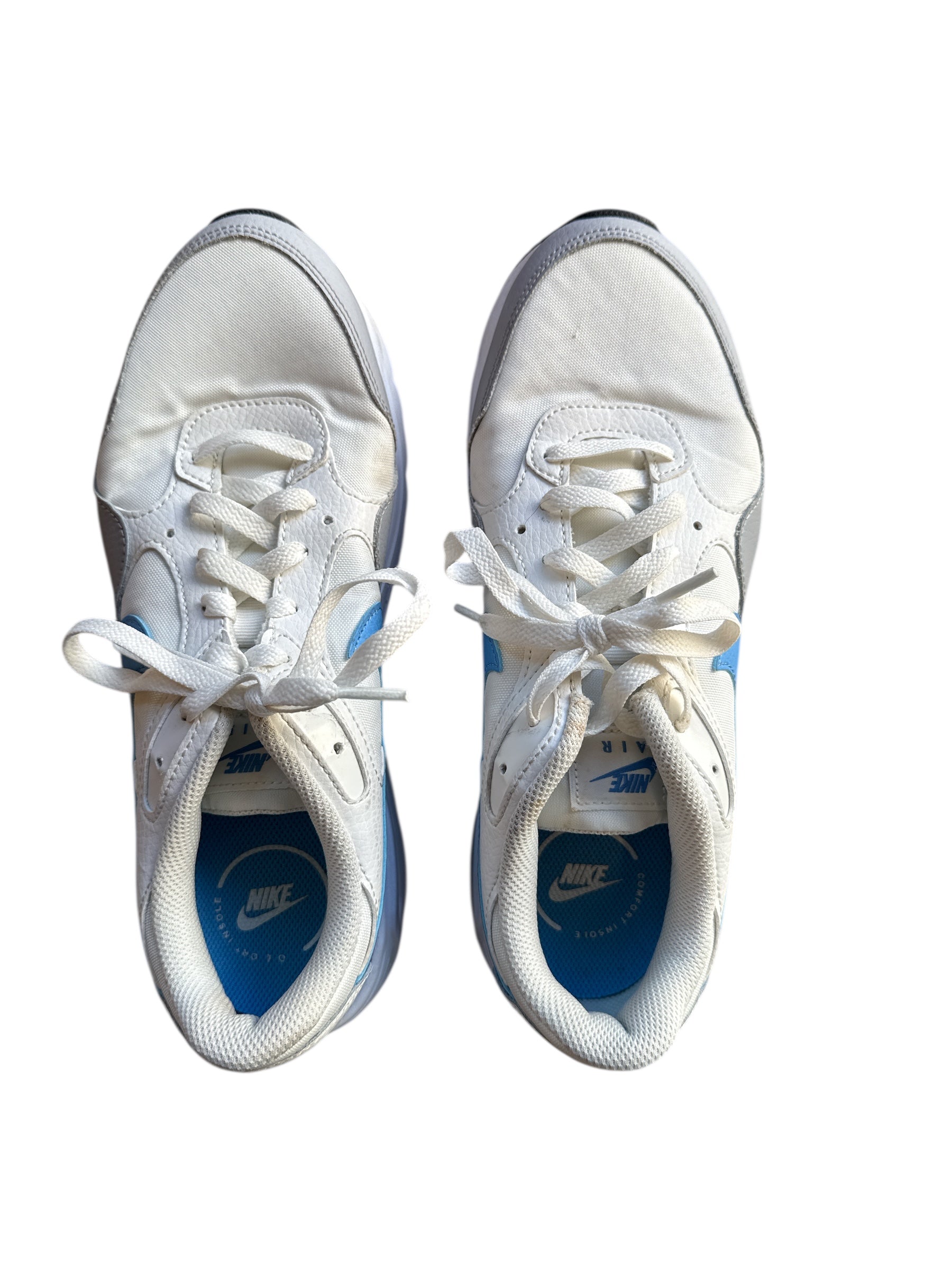 blue white nike tennis sneakers, 10 women’s